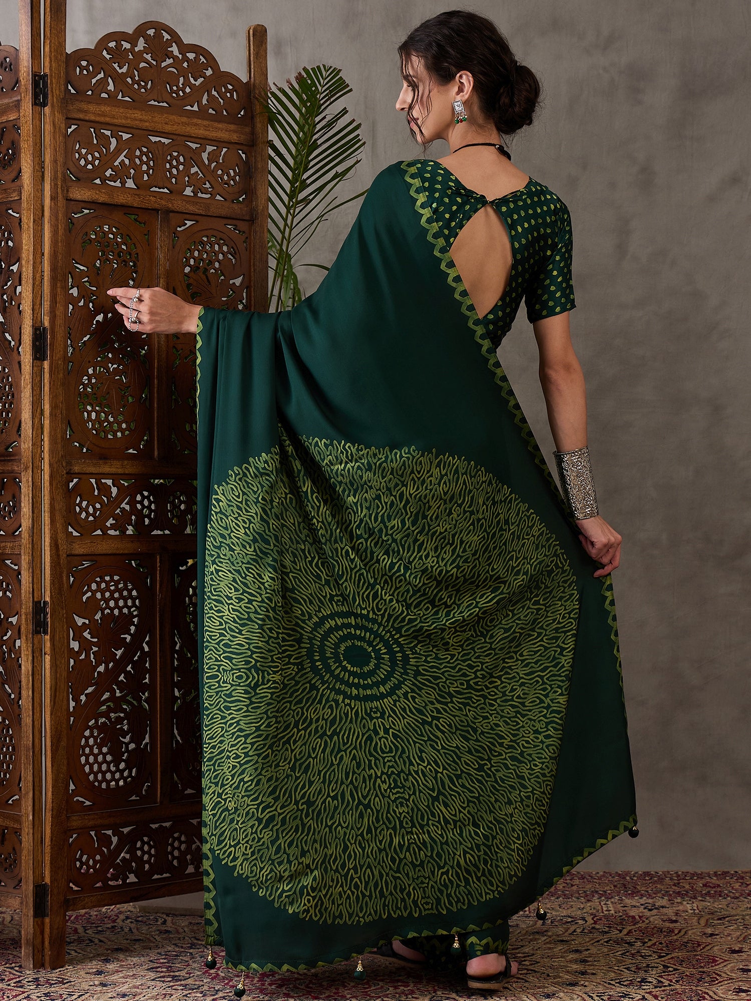 Whimsical Party Wear Silk Print Design Fancy Saree With Unstitched Blouse Piece