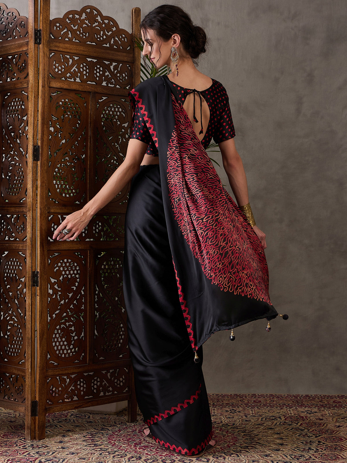 Whimsical Party Wear Silk Print Design Fancy Saree With Unstitched Blouse Piece
