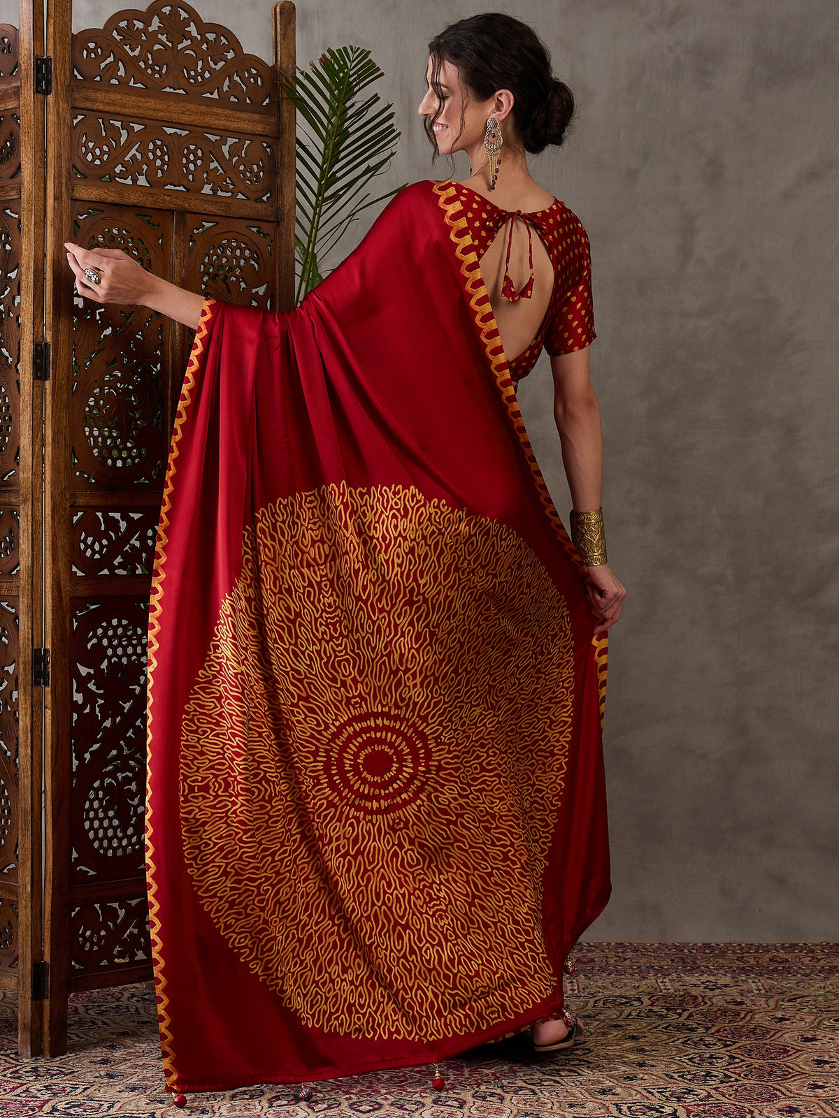 Whimsical Party Wear Silk Print Design Fancy Saree With Unstitched Blouse Piece