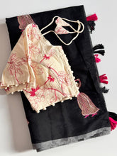 Load image into Gallery viewer, Scrupulous Function Wear Chanderi Cotton Embroidery n Tussels Work Fancy Designer Saree With Stitched Blouse
