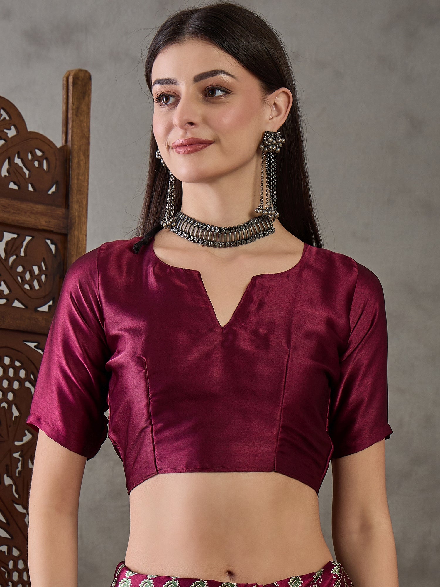 Captivating Party Wear Satin Silk Ajrak Print Rich Pallu Fancy Saree With Unstitched Blouse Piece