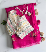 Load image into Gallery viewer, Latest Wedding Wear Chanderi Cotton Embroidery n Tussels Work Fancy Designer Saree With Stitched Blouse
