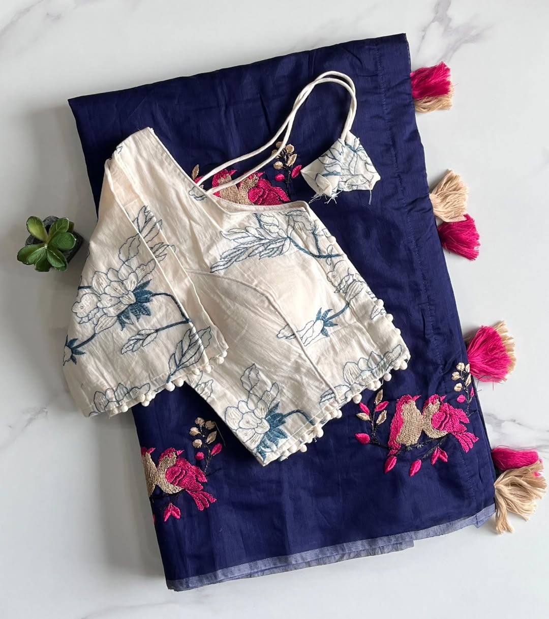 Latest Wedding Wear Chanderi Cotton Embroidery n Tussels Work Fancy Designer Saree With Stitched Blouse