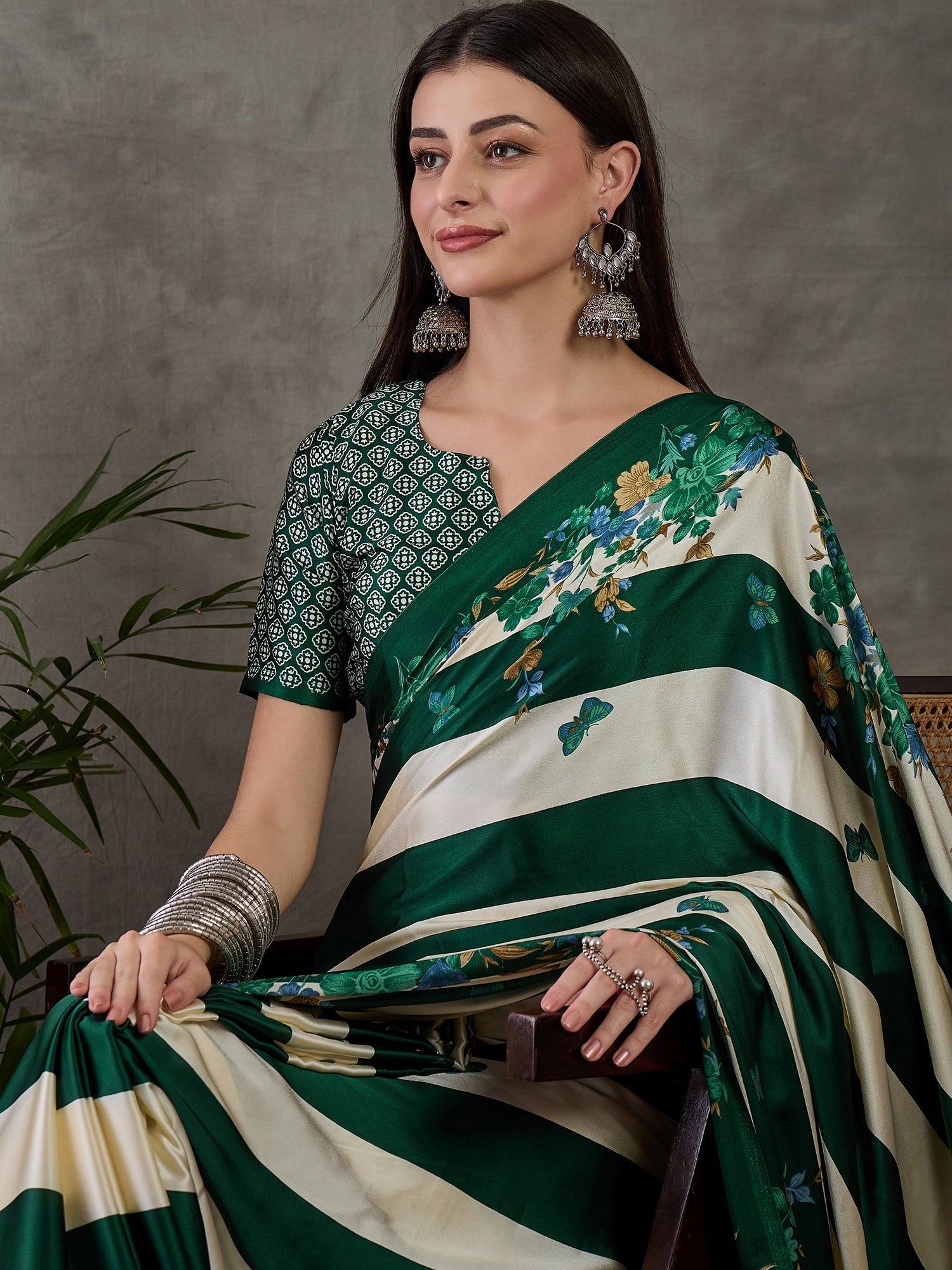 Opulent Wedding Wear Satin Silk Floral Print Designer Saree For Occasion