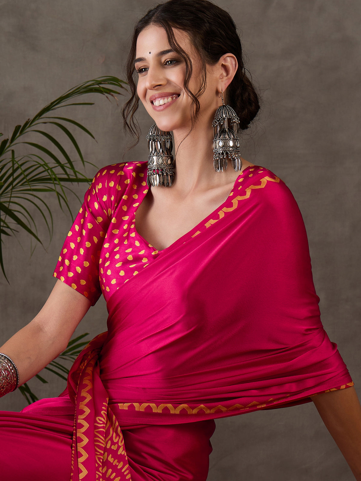 Whimsical Party Wear Silk Print Design Fancy Saree With Unstitched Blouse Piece