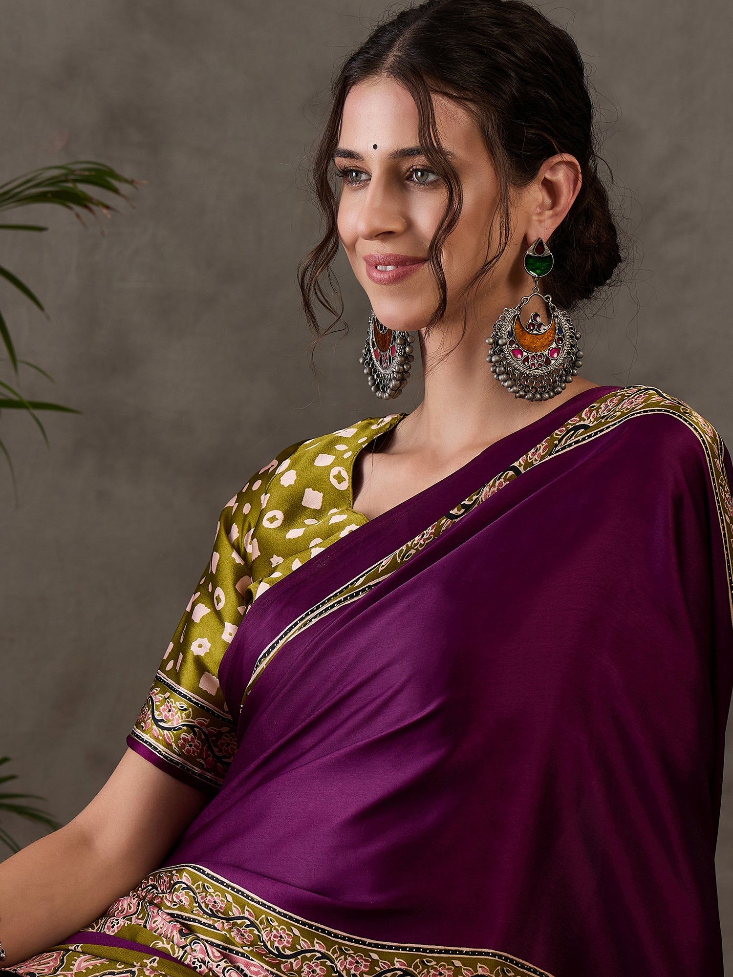 Desiring Festive Wear Satin Silk Ajrak Print Rich Pallu Fancy Saree With Unstitched Blouse Piece