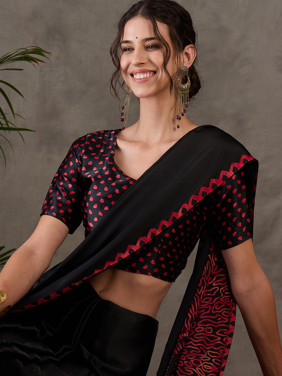 Whimsical Party Wear Silk Print Design Fancy Saree With Unstitched Blouse Piece