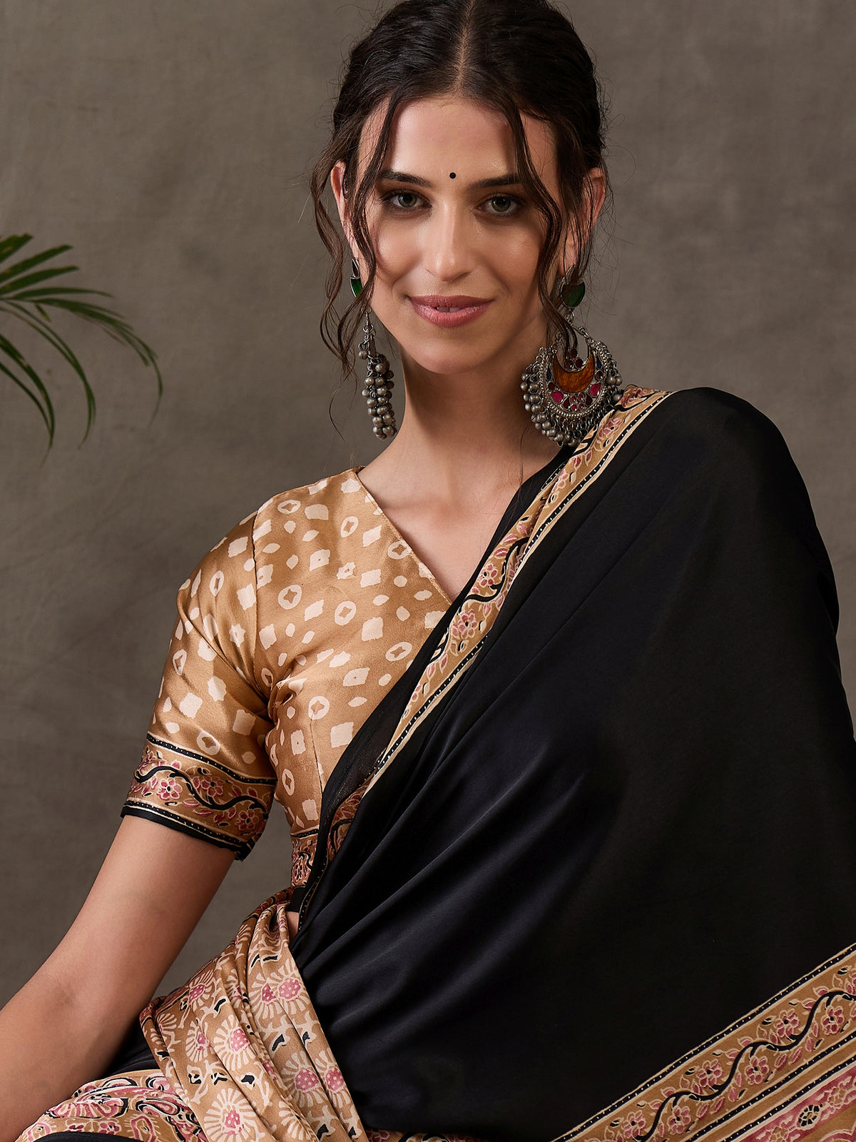 Desiring Festive Wear Satin Silk Ajrak Print Rich Pallu Fancy Saree With Unstitched Blouse Piece