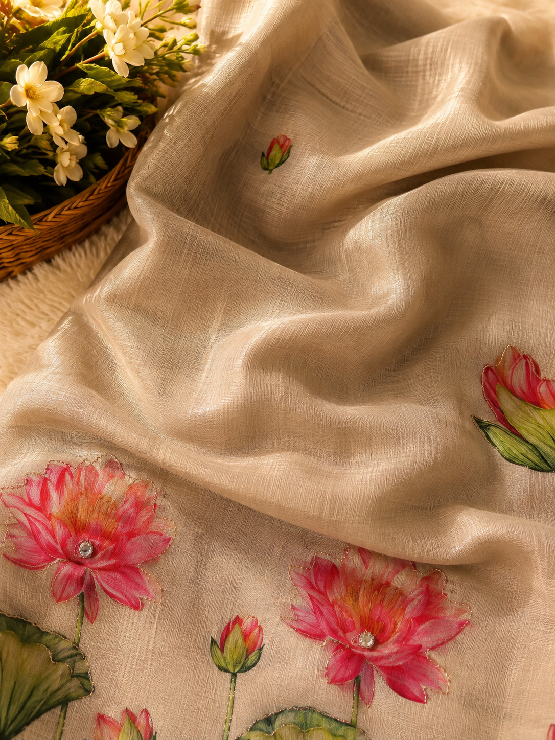 Gratifying Festive Wear Soft Silk Kalamkari Print Embroidery Work Designer Saree With Blouse Piece