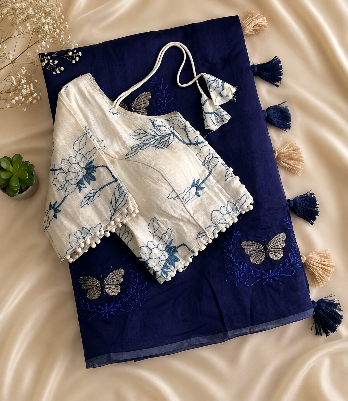 Luxuriant Party Wear Chanderi Cotton Heavy Embroidered n Tussels Work Fancy Designer Wedding Wear Saree With Stitched Blouse