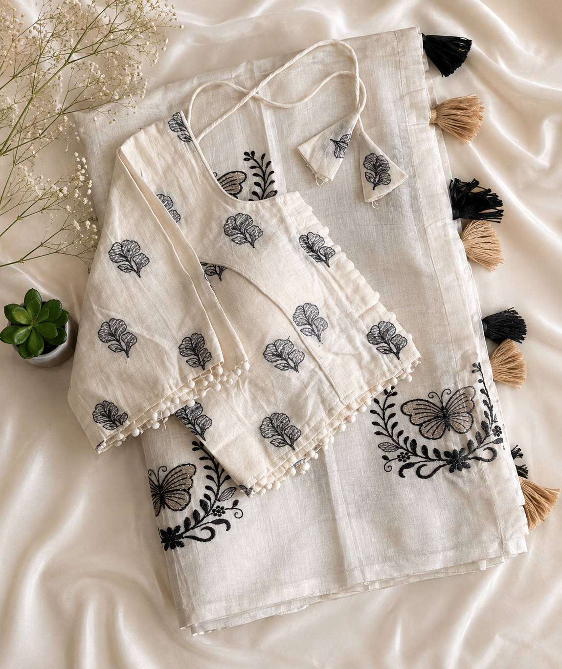 Luxuriant Party Wear Chanderi Cotton Heavy Embroidered n Tussels Work Fancy Designer Wedding Wear Saree With Stitched Blouse