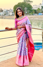 Load image into Gallery viewer, New Wedding Wear Pink Color Kanjiviram Silk Pure Zari Weaving with Beautiful Meena Weaving Saree With Blouse
