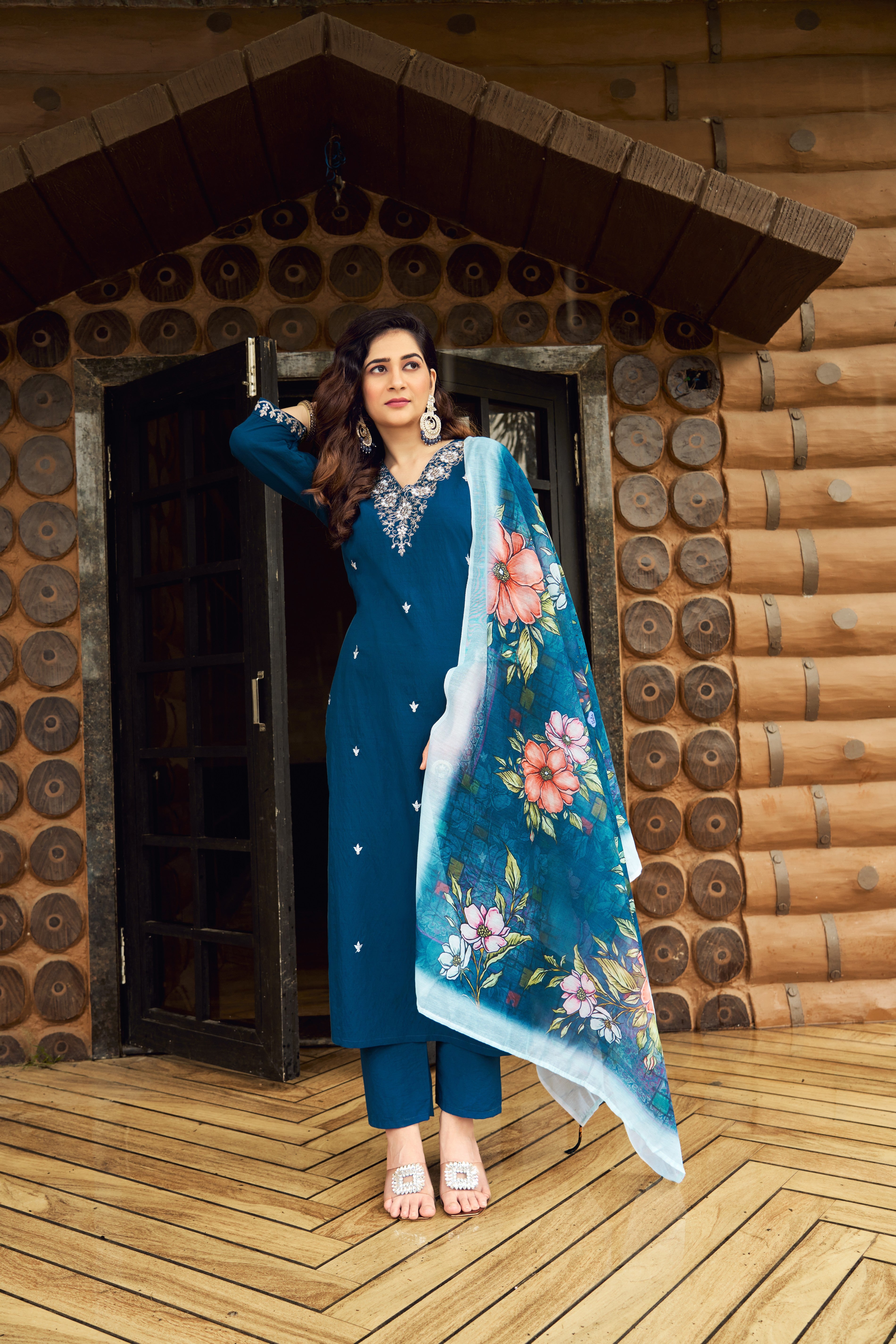 Glamorous Wedding Wear Rayon Silk Embroidery n Sequence Work Designer Straight Kurta With Trouser Dupatta Set