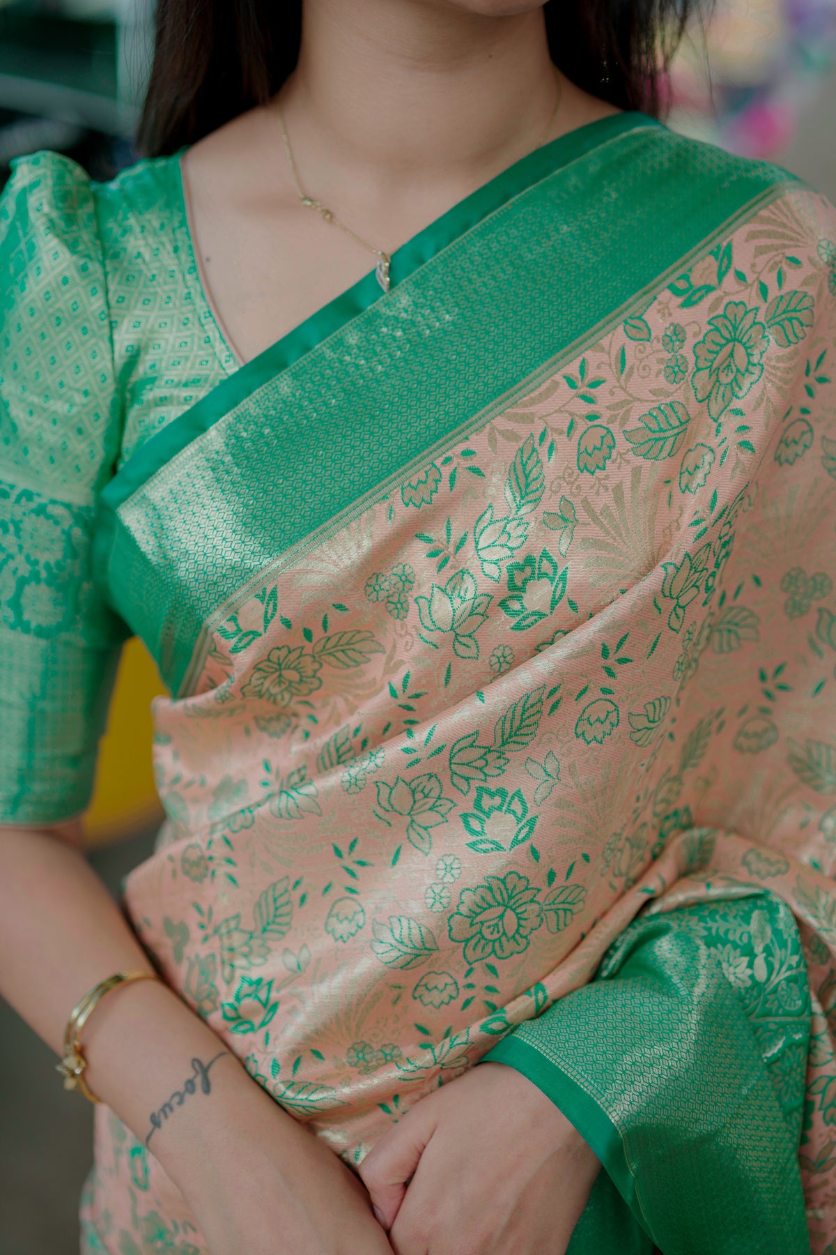 Rhapsodic Function Wear Jacquard Zari Weaving Work Kanchipuram Silk Saree With Ephemeral Blouse Piece