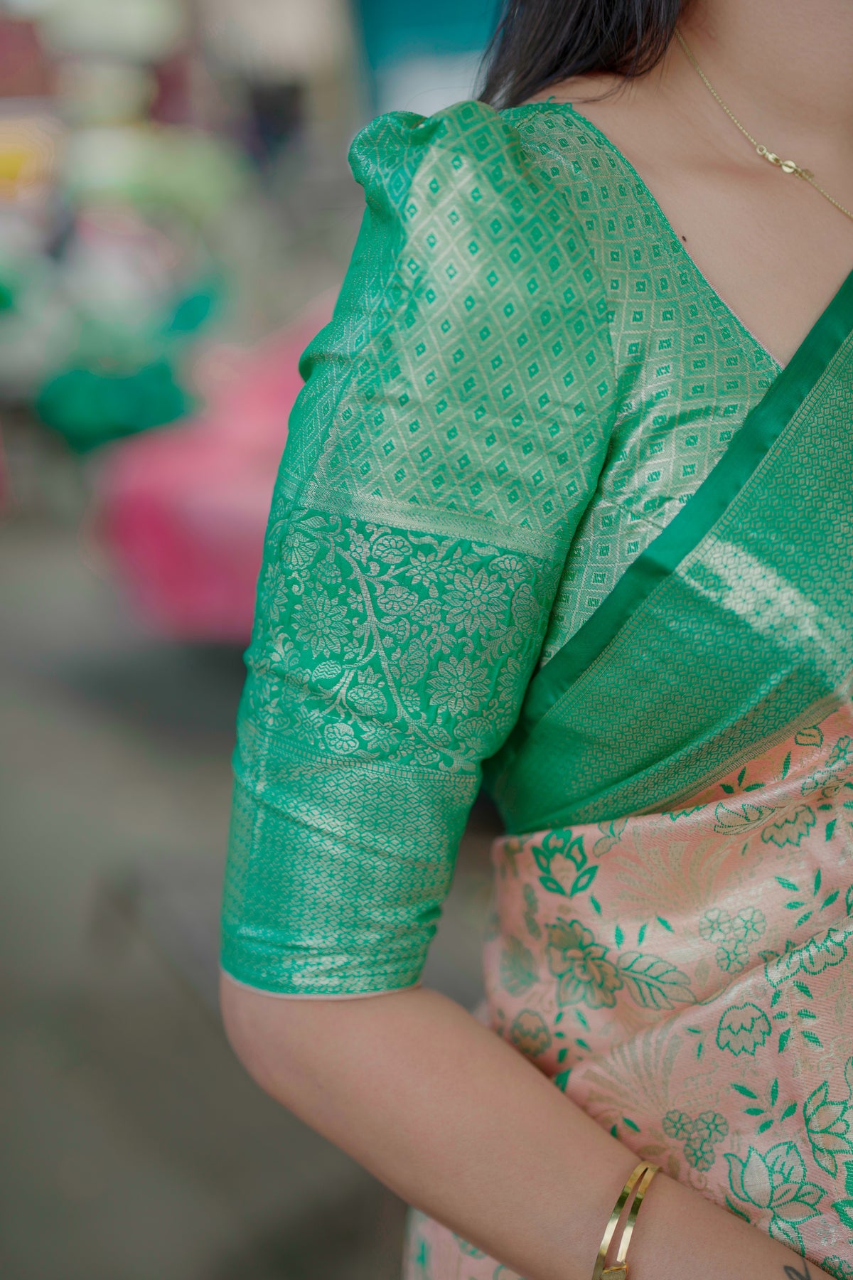 Rhapsodic Function Wear Jacquard Zari Weaving Work Kanchipuram Silk Saree With Ephemeral Blouse Piece