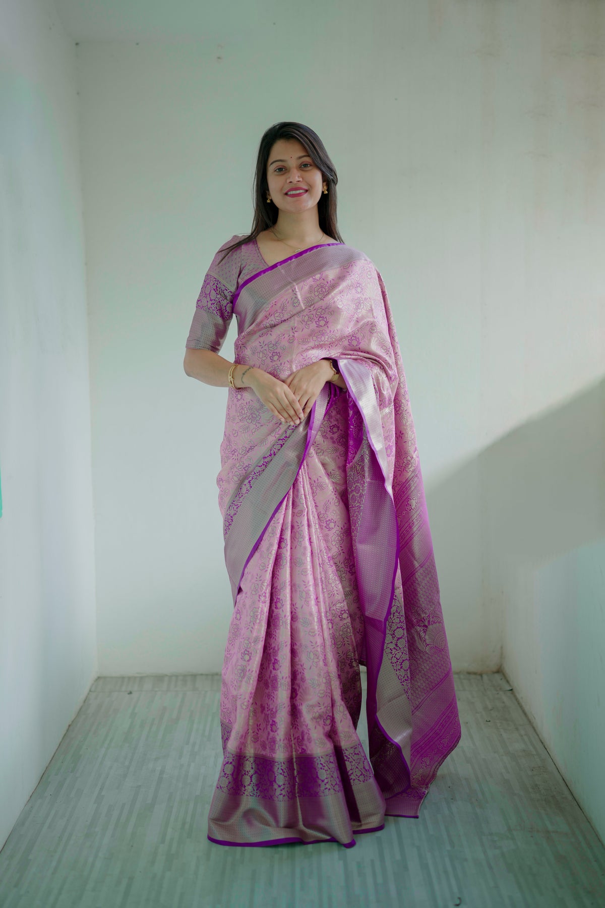 Rhapsodic Function Wear Jacquard Zari Weaving Work Kanchipuram Silk Saree With Ephemeral Blouse Piece