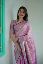 Load image into Gallery viewer, Rhapsodic Function Wear Jacquard Zari Weaving Work Kanchipuram Silk Saree With Ephemeral Blouse Piece
