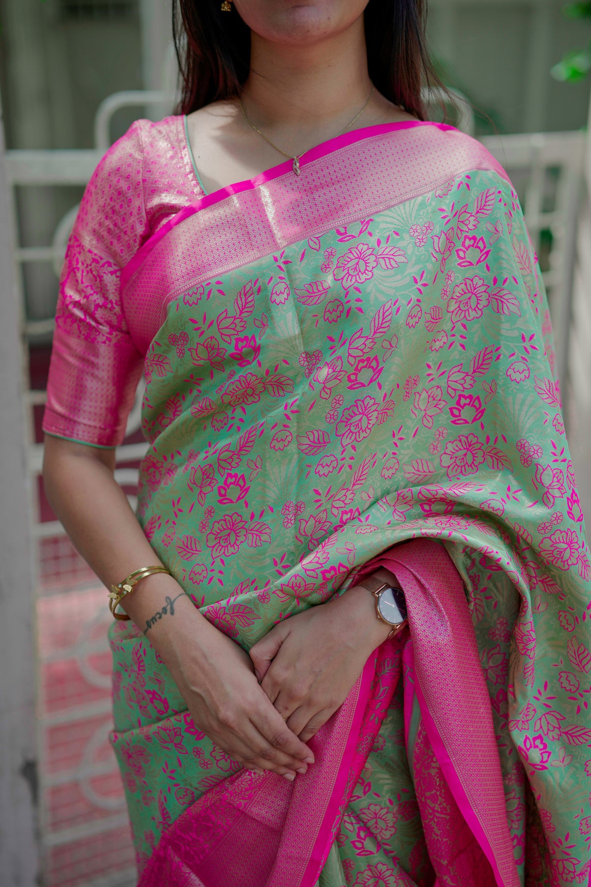 Rhapsodic Function Wear Jacquard Zari Weaving Work Kanchipuram Silk Saree With Ephemeral Blouse Piece