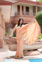Load image into Gallery viewer, New Tussar Cotton Embroidery With Cut Work Festive Wear Fancy Designer Saree With Blouse
