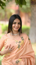 Load image into Gallery viewer, New Tussar Cotton Embroidery With Cut Work Festive Wear Fancy Designer Saree With Blouse
