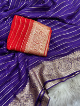 Load image into Gallery viewer, Latest Wedding wear Purple Color Viscose Georgette Jacquard Weaving Work Designer Saree
