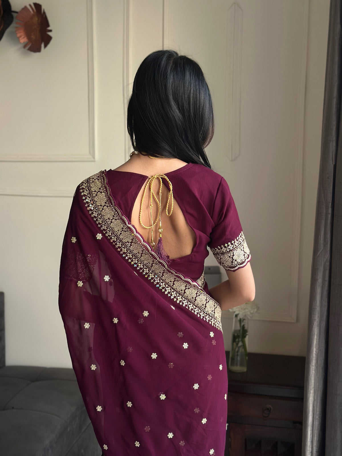 Exquisite Party Wear Soft Faux Georgette Embroidery n Sequence Zari Work Fancy Designer Saree With Unstithced Blouse Piece