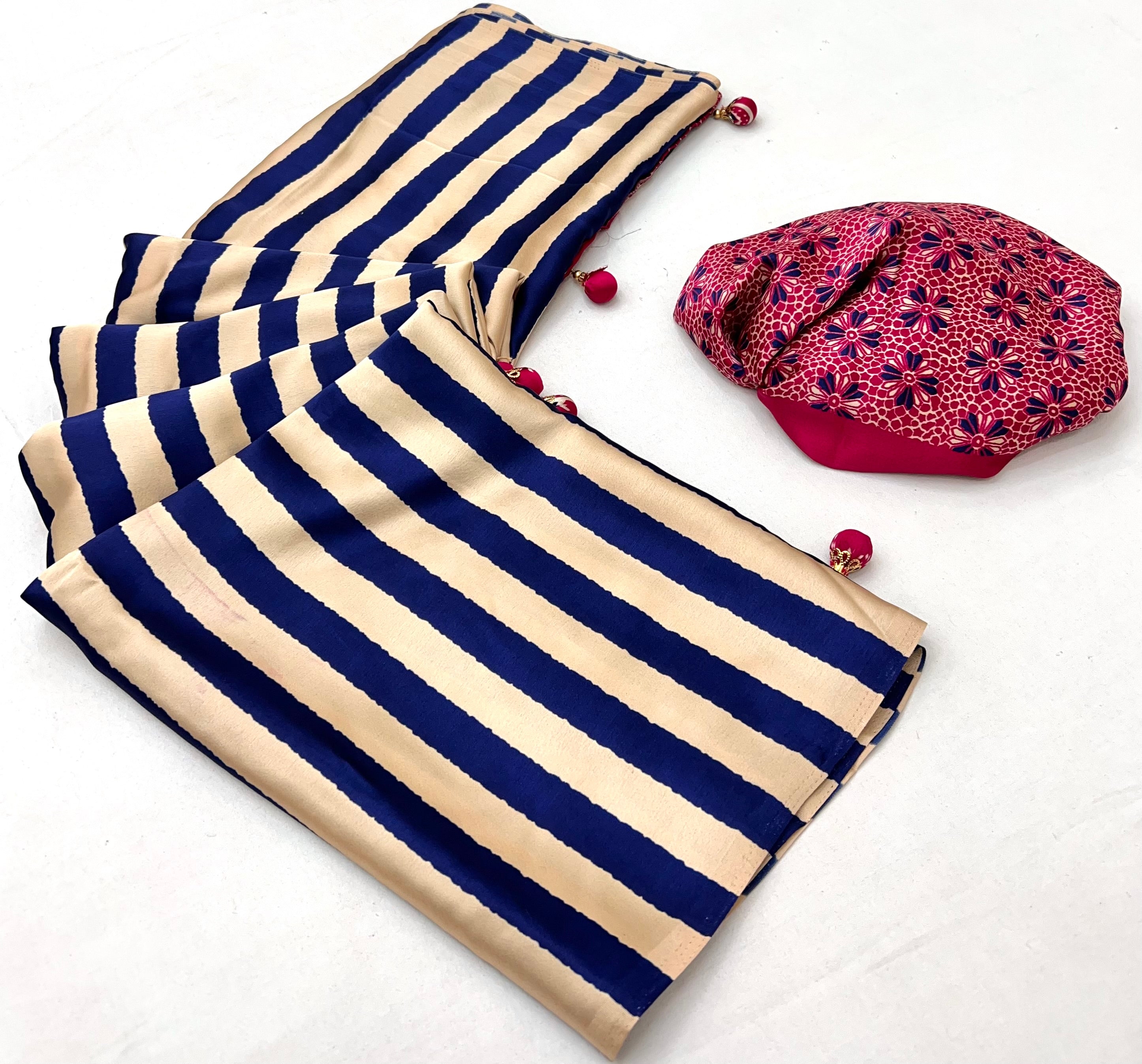 Gratifying Festive Wear Silk Print Design Rich Pallu Fancy Saree With Unstitched Blouse Piece