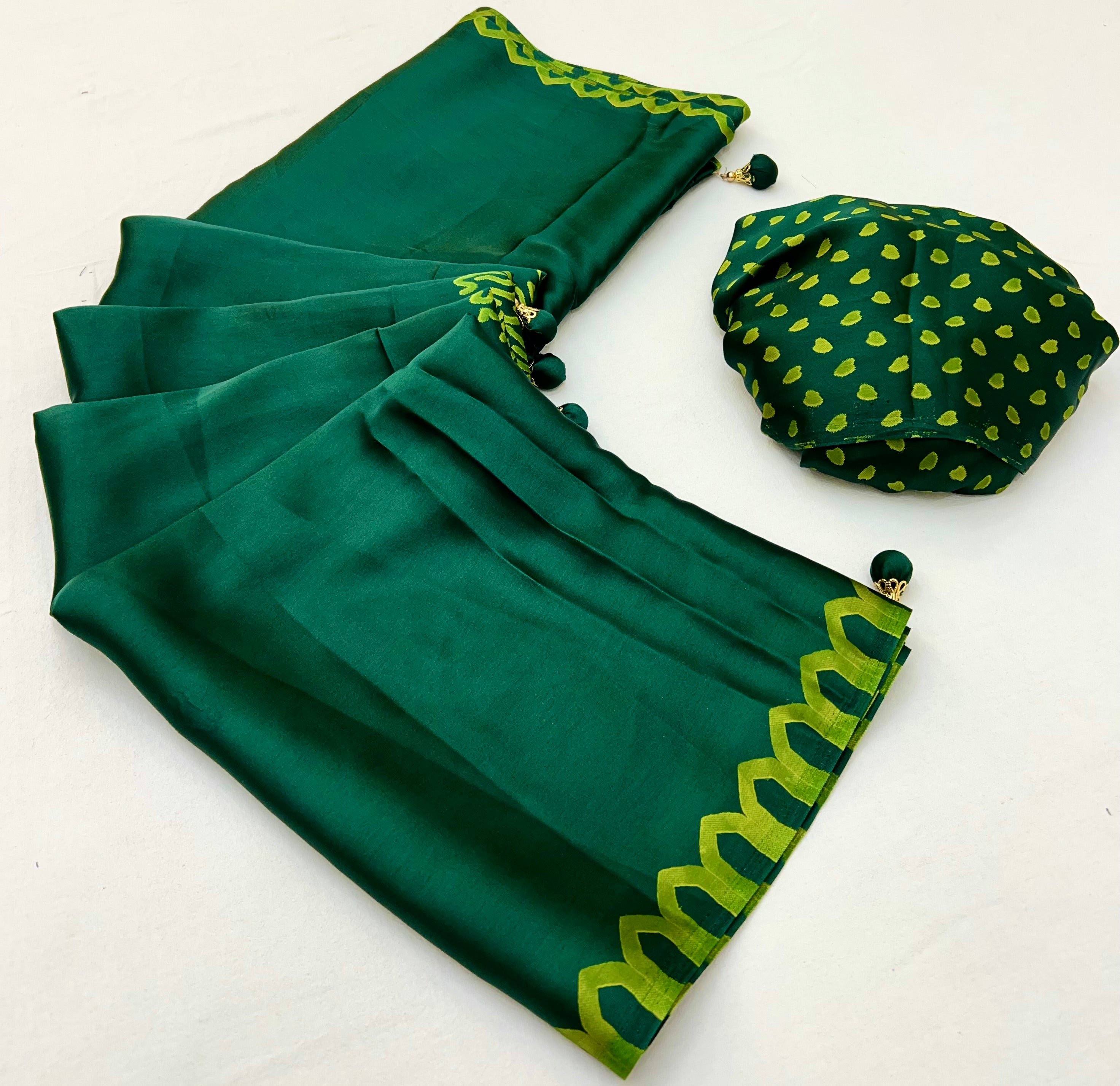 Whimsical Party Wear Silk Print Design Fancy Saree With Unstitched Blouse Piece