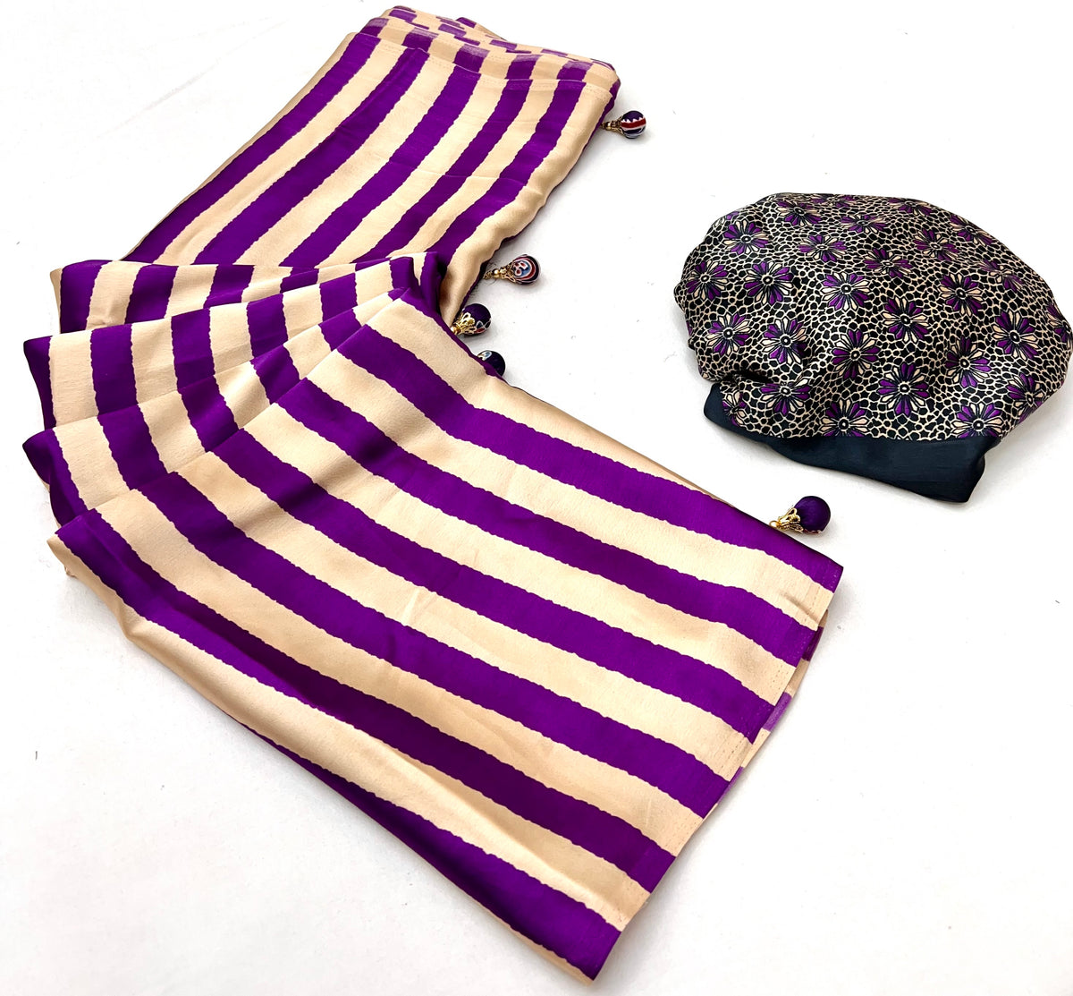 Gratifying Festive Wear Silk Print Design Rich Pallu Fancy Saree With Unstitched Blouse Piece