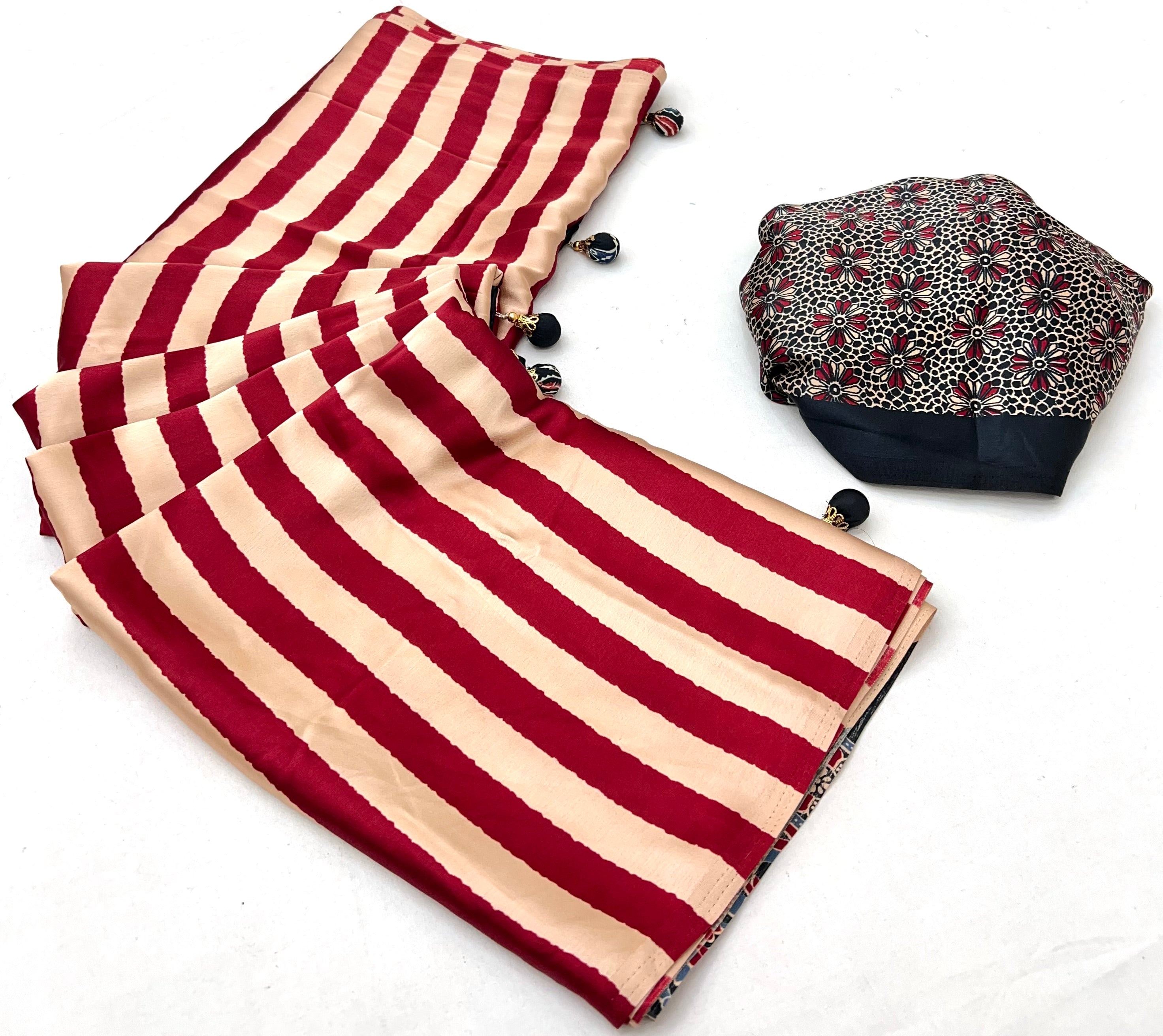 Gratifying Festive Wear Silk Print Design Rich Pallu Fancy Saree With Unstitched Blouse Piece
