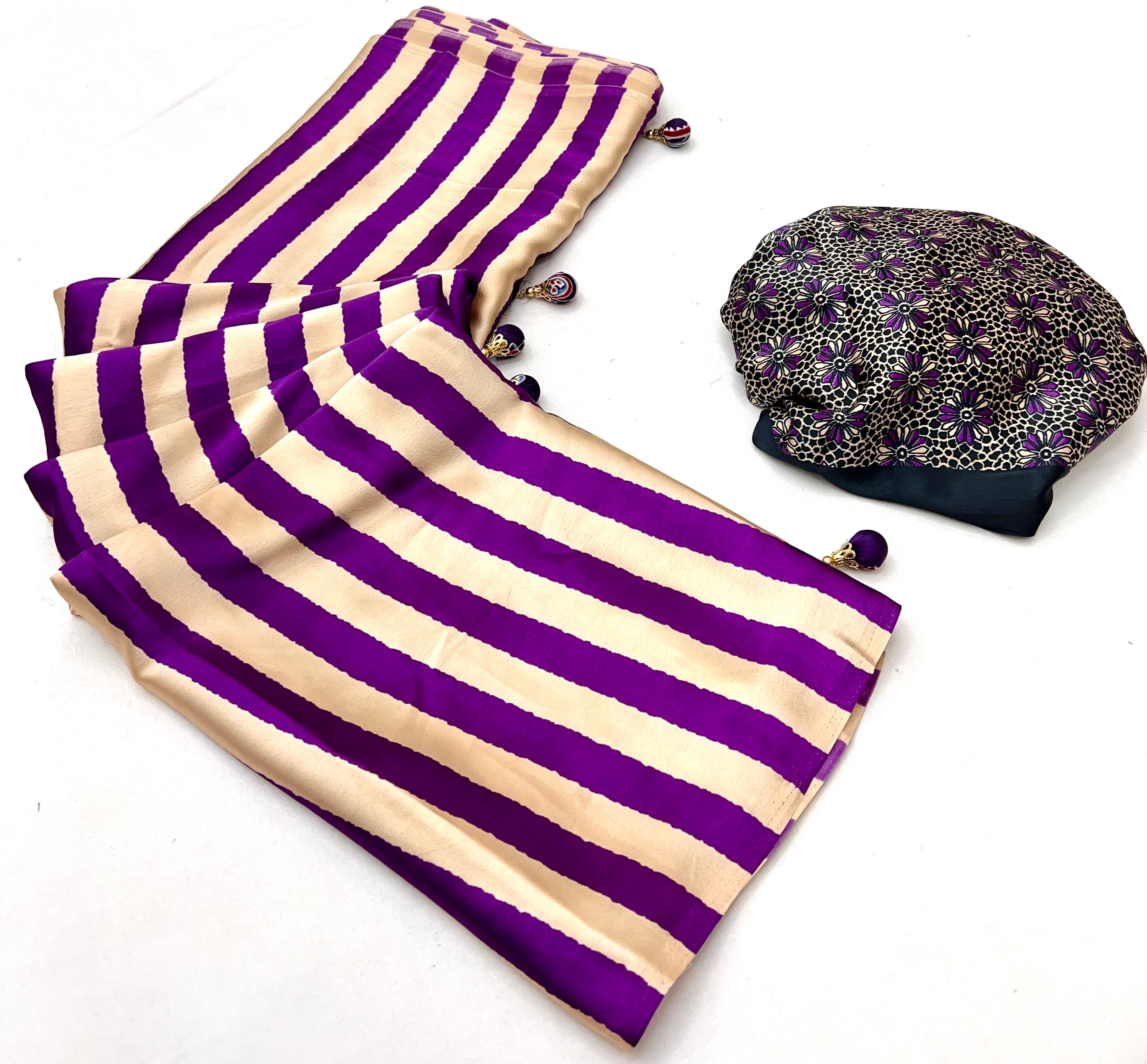 Gratifying Festive Wear Silk Print Design Rich Pallu Fancy Saree With Unstitched Blouse Piece