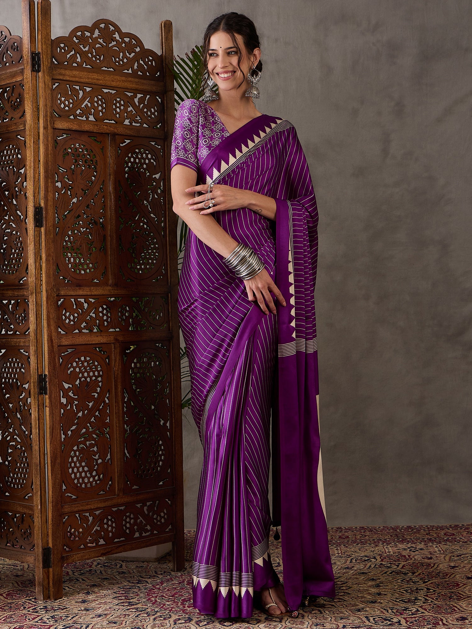 Charming Function Wear Silk Print Design Fancy Saree With Unstitched Blouse Piece