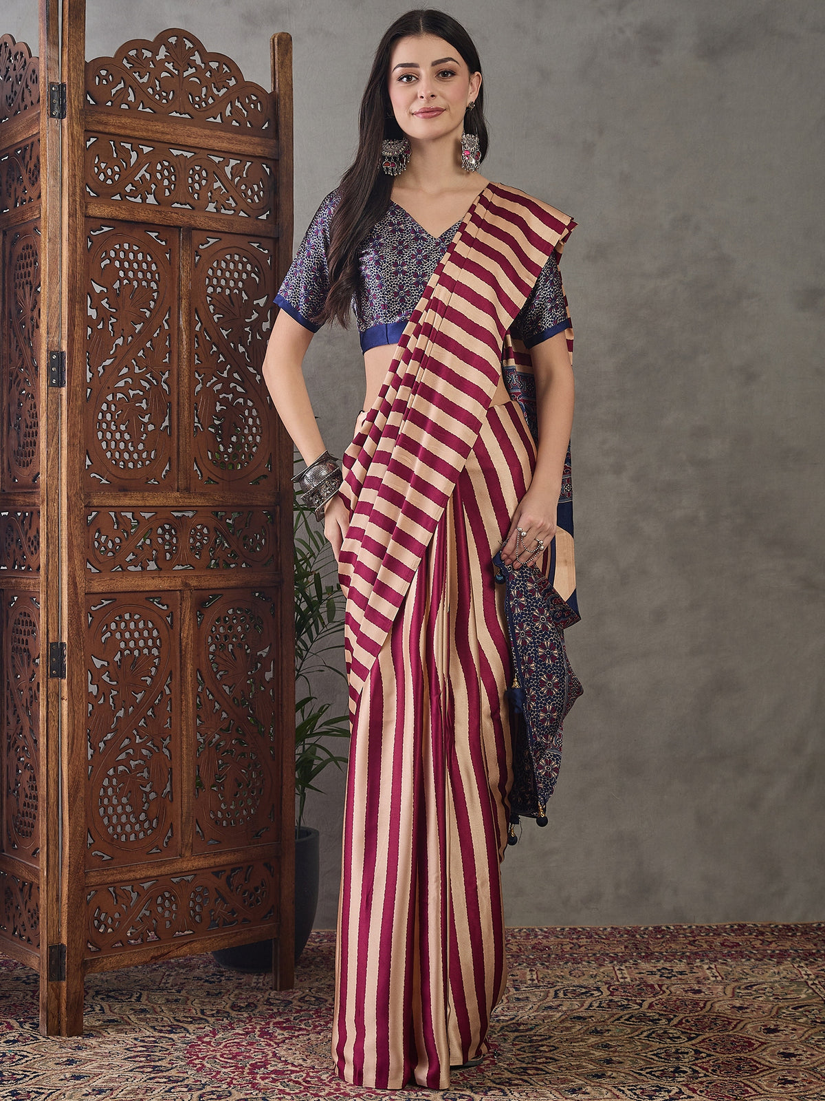 Gratifying Festive Wear Silk Print Design Rich Pallu Fancy Saree With Unstitched Blouse Piece