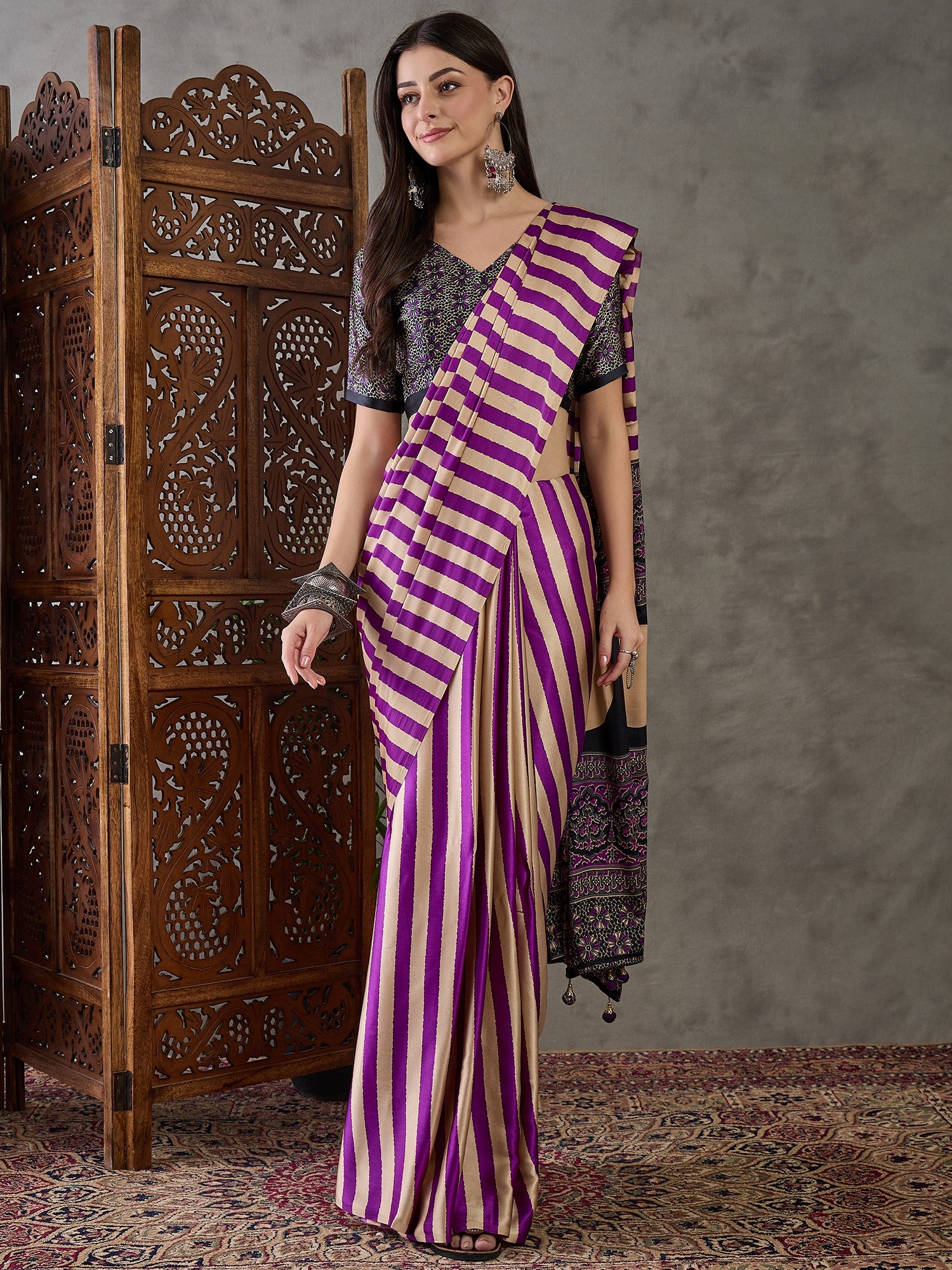 Gratifying Festive Wear Silk Print Design Rich Pallu Fancy Saree With Unstitched Blouse Piece