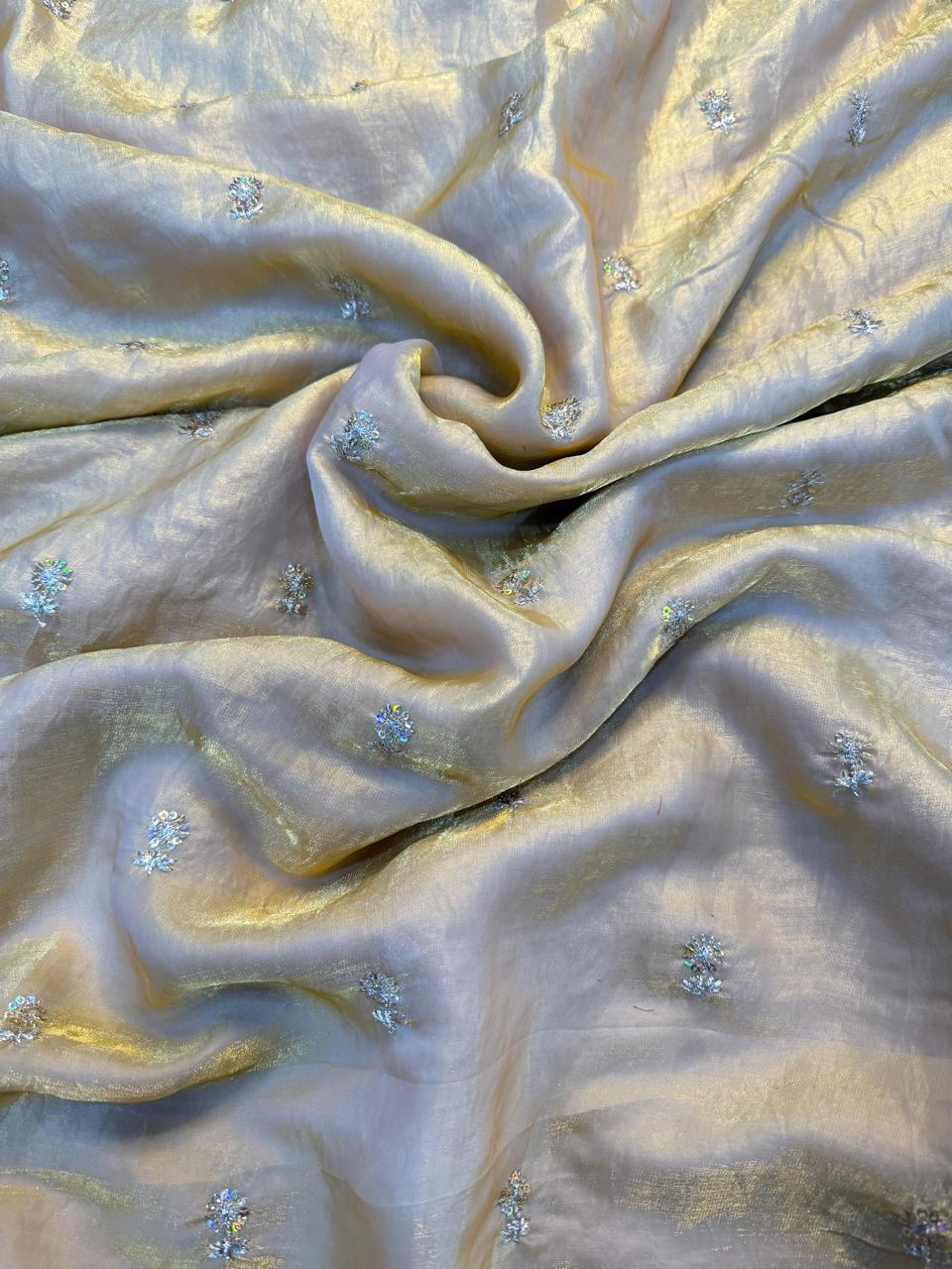 New Partywear Space Silk Fabric Sequence Emboridery Work Fancy Designer Saree With Blouse