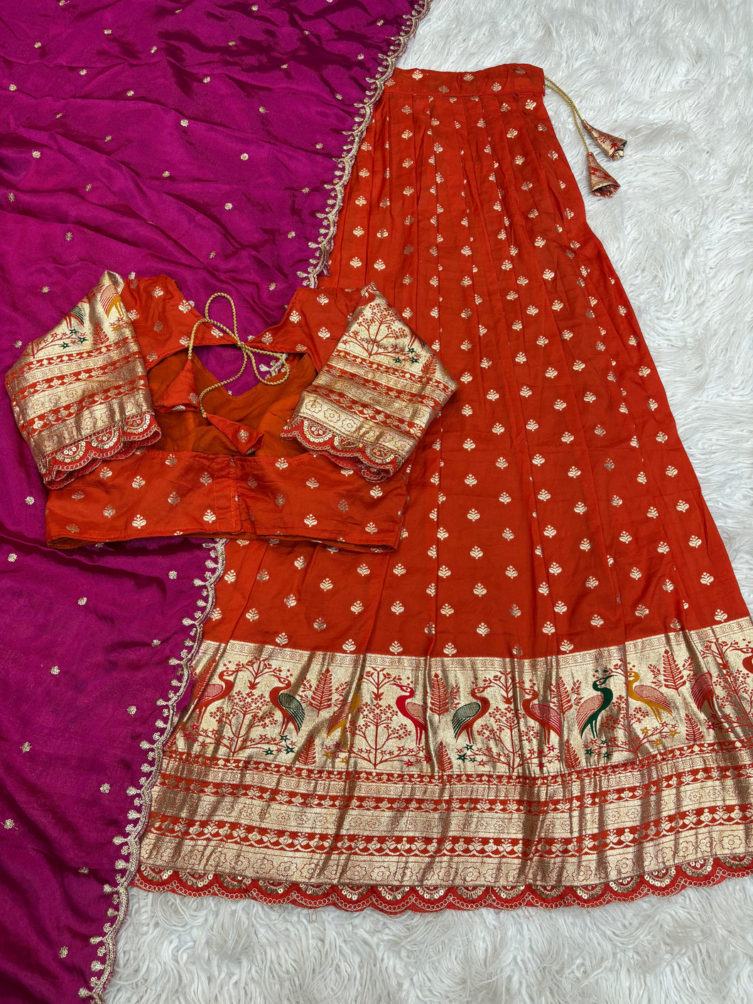 Adorable Function Wear Pure Soft Fabric With Jacquard Border Fancy Designer Lehenga Choli With Duppta