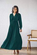 Load image into Gallery viewer, Latest Trendy Western Wear Wrinkle Rayon V Neck Women&#39;s Maxi Dress
