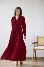 Load image into Gallery viewer, Latest Trendy Western Wear Wrinkle Rayon V Neck Women&#39;s Maxi Dress
