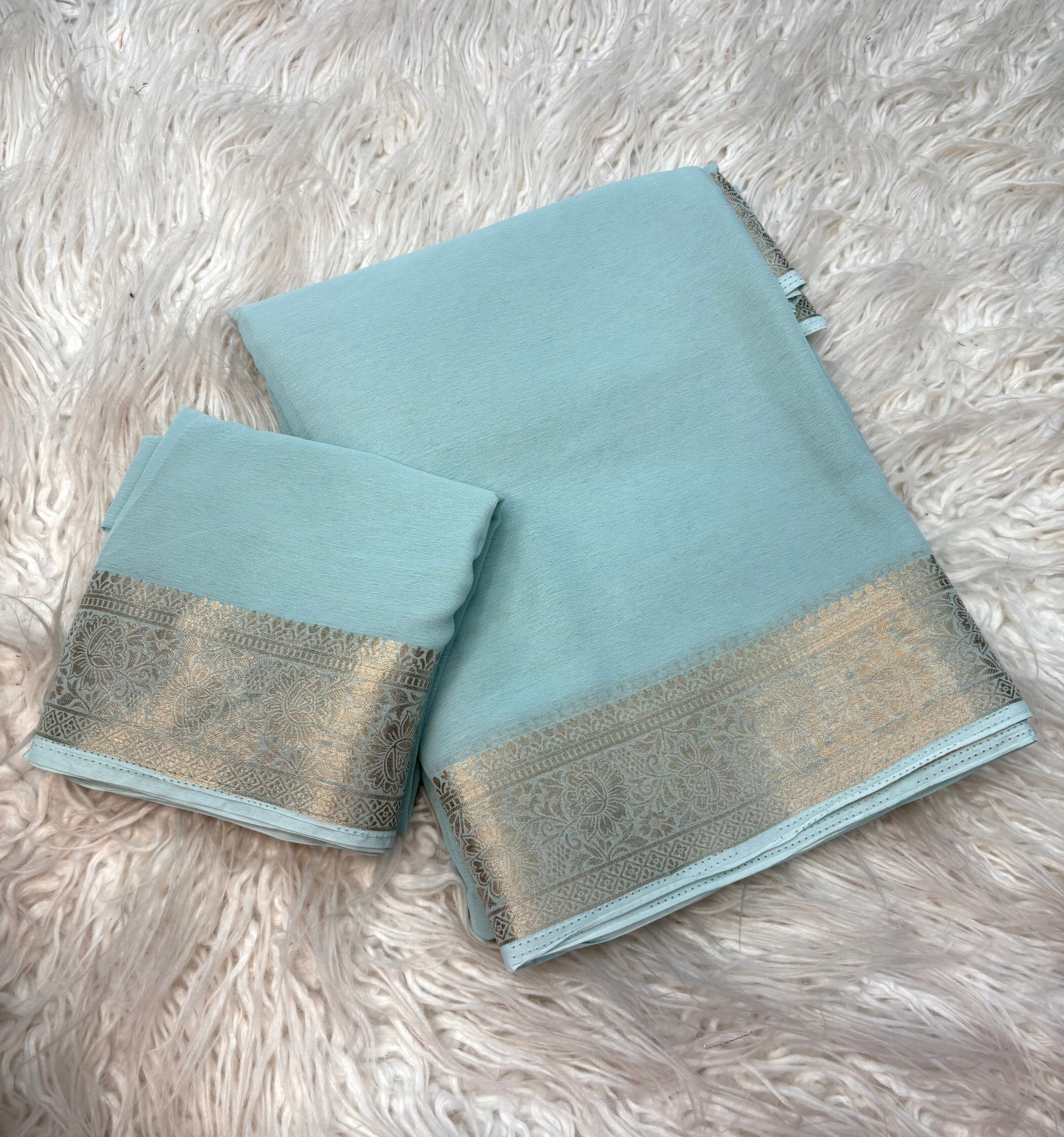 Blissful Function Wear Soft Chiffon Jacquard Weaving Border Fancy Designer Saree With Blouse Piece