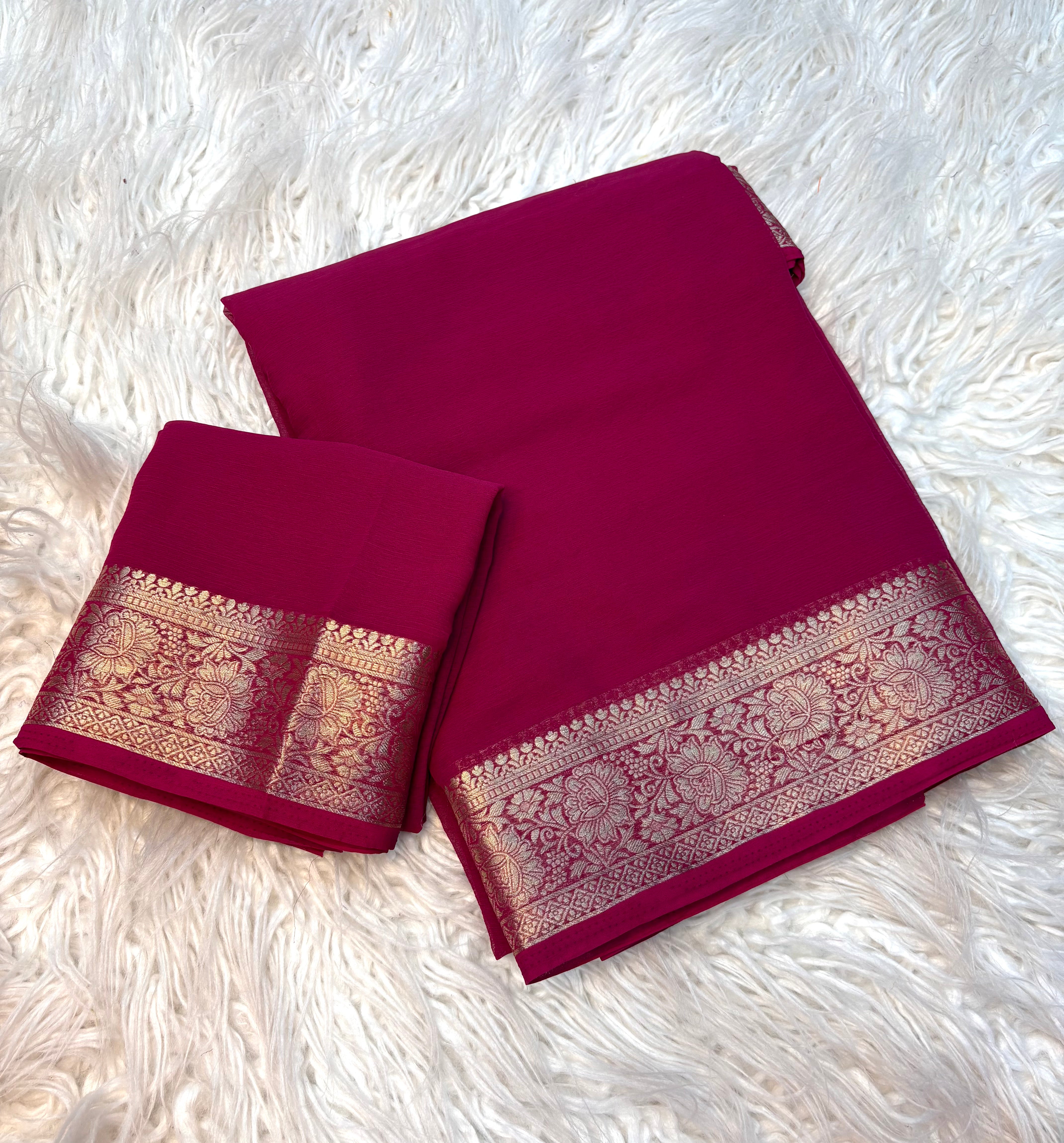 Blissful Function Wear Soft Chiffon Jacquard Weaving Border Fancy Designer Saree With Blouse Piece