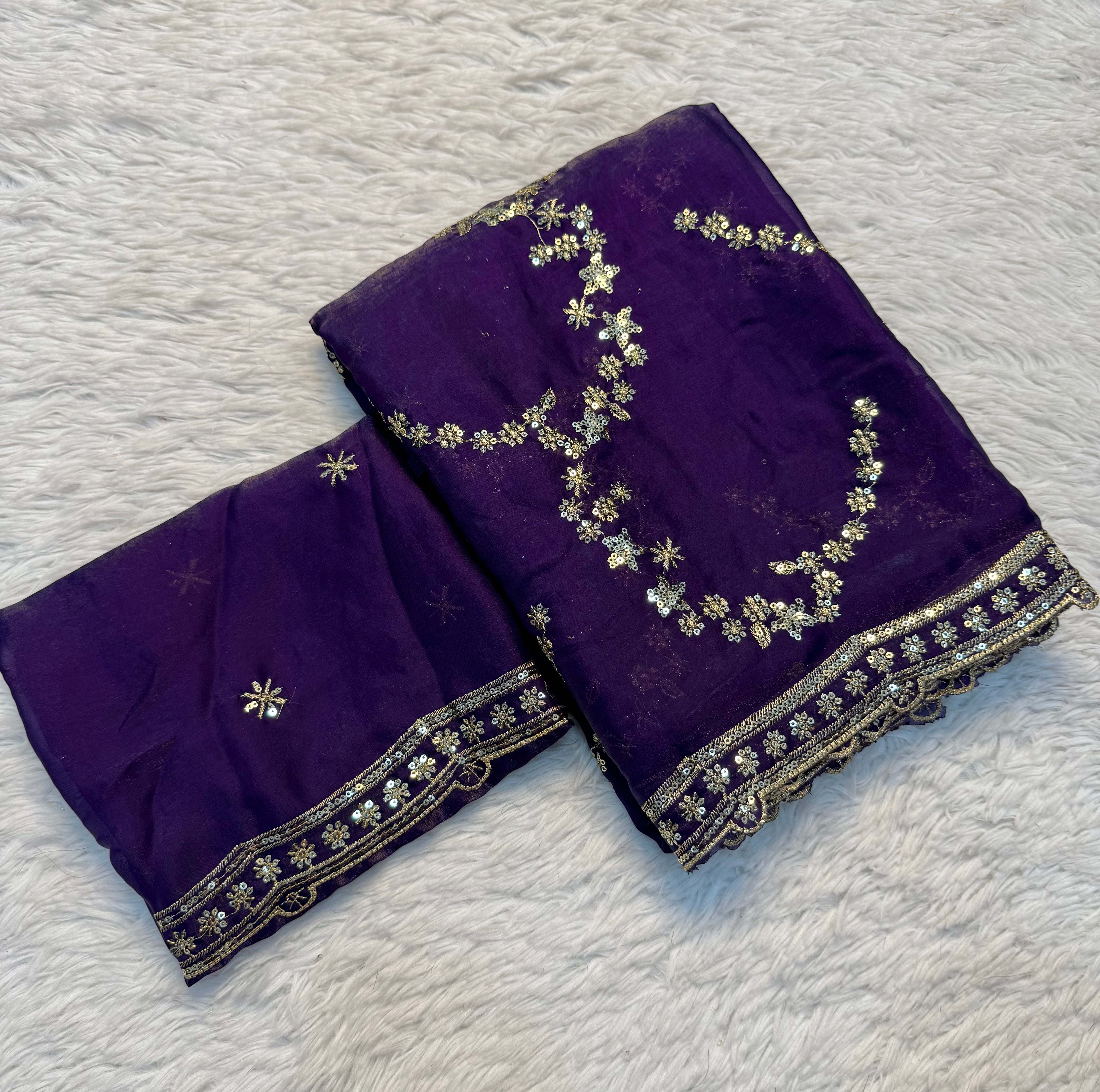 Marvellous Function Wear Silk Handwork Fancy Designer Saree With Elegant Blouse Piece