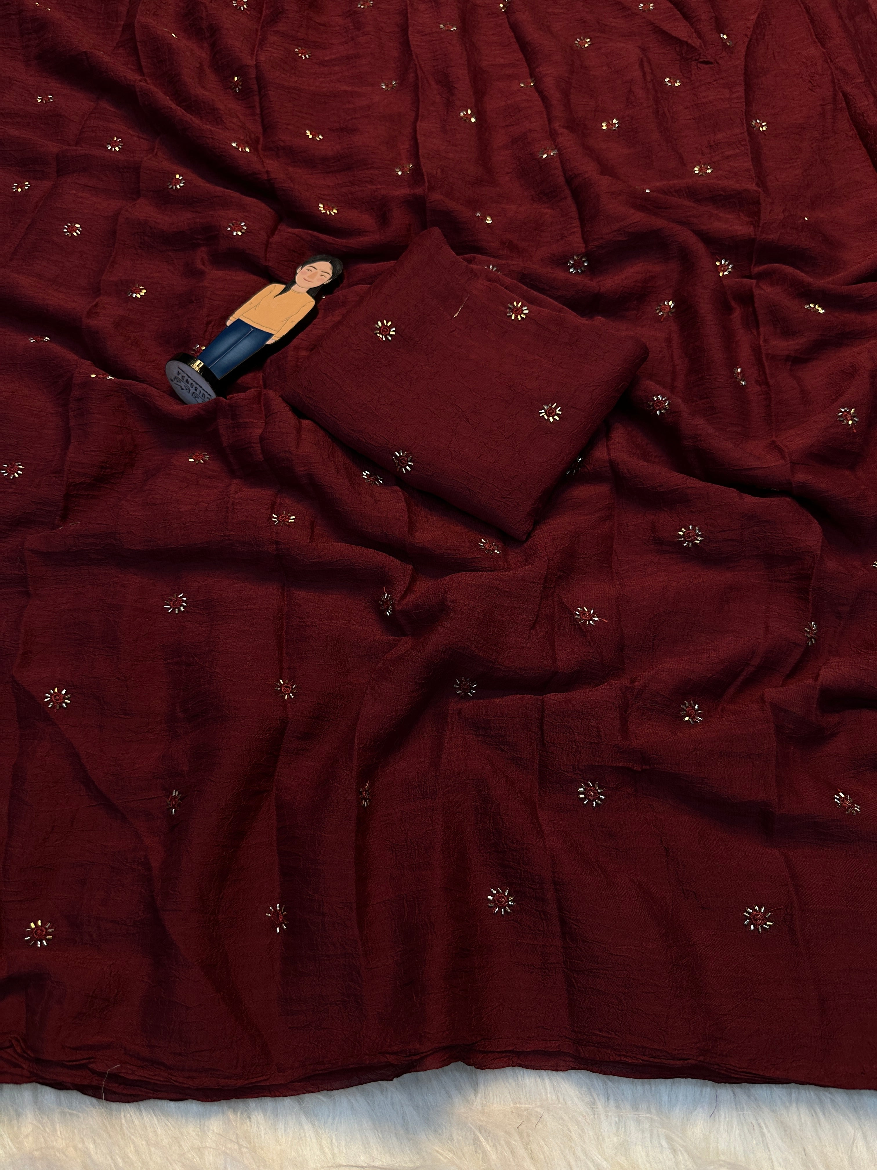 Scrupulous Festive Wear Crush Silk Sequence n Beads Work Fancy Saree With Blouse Piece
