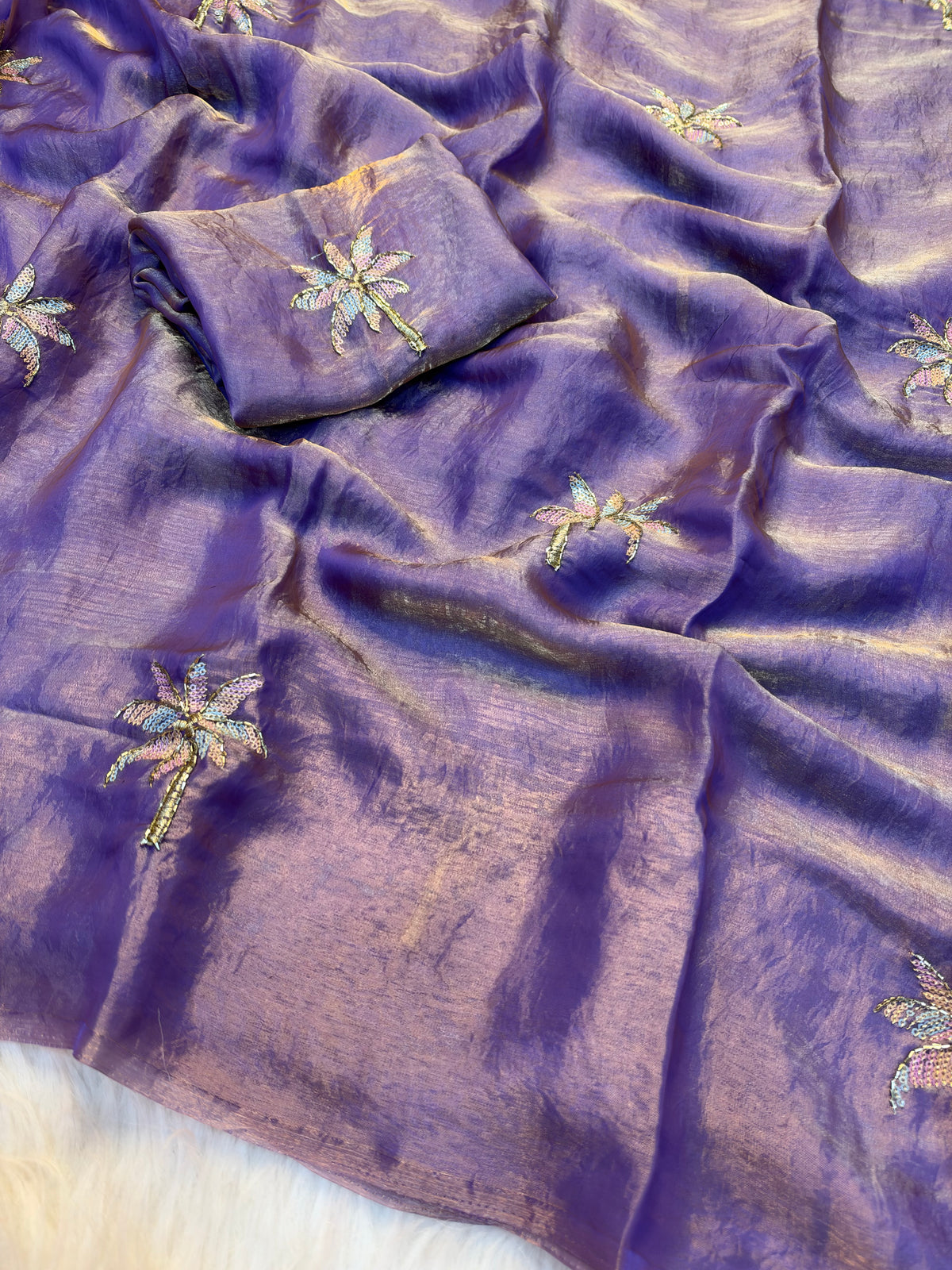 Charming Function Wear Silk Embroidery n Sequence Work Fancy Saree With Matching Blouse Piece