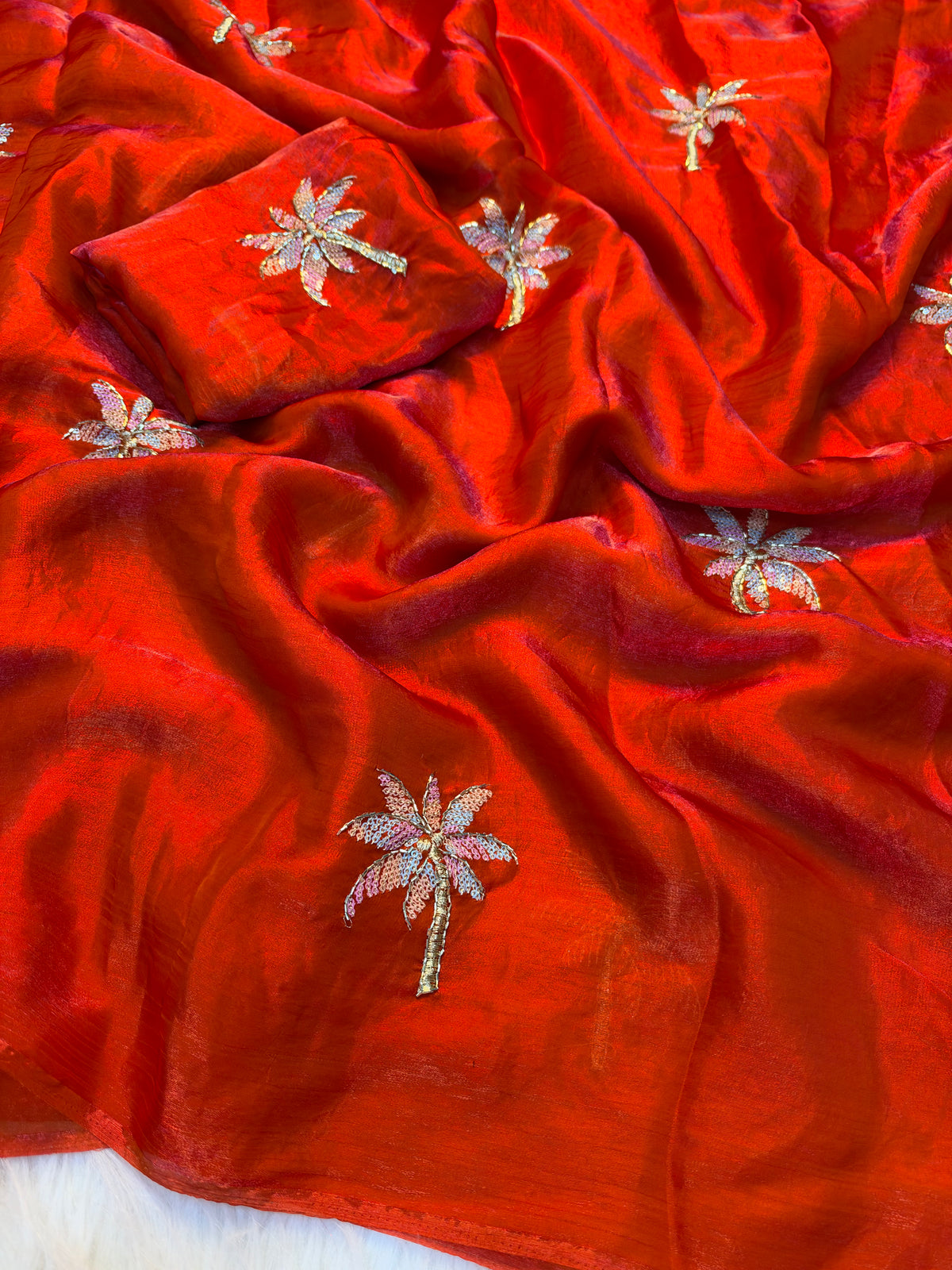 Charming Function Wear Silk Embroidery n Sequence Work Fancy Saree With Matching Blouse Piece