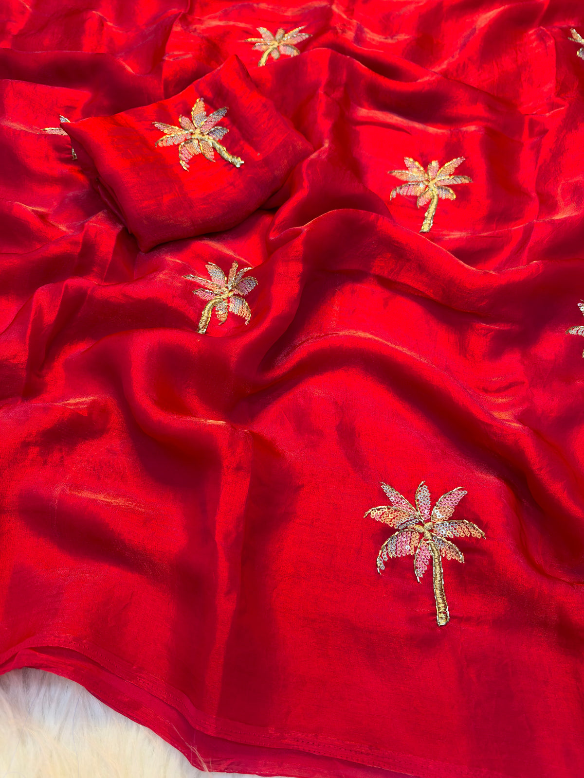 Charming Function Wear Silk Embroidery n Sequence Work Fancy Saree With Matching Blouse Piece