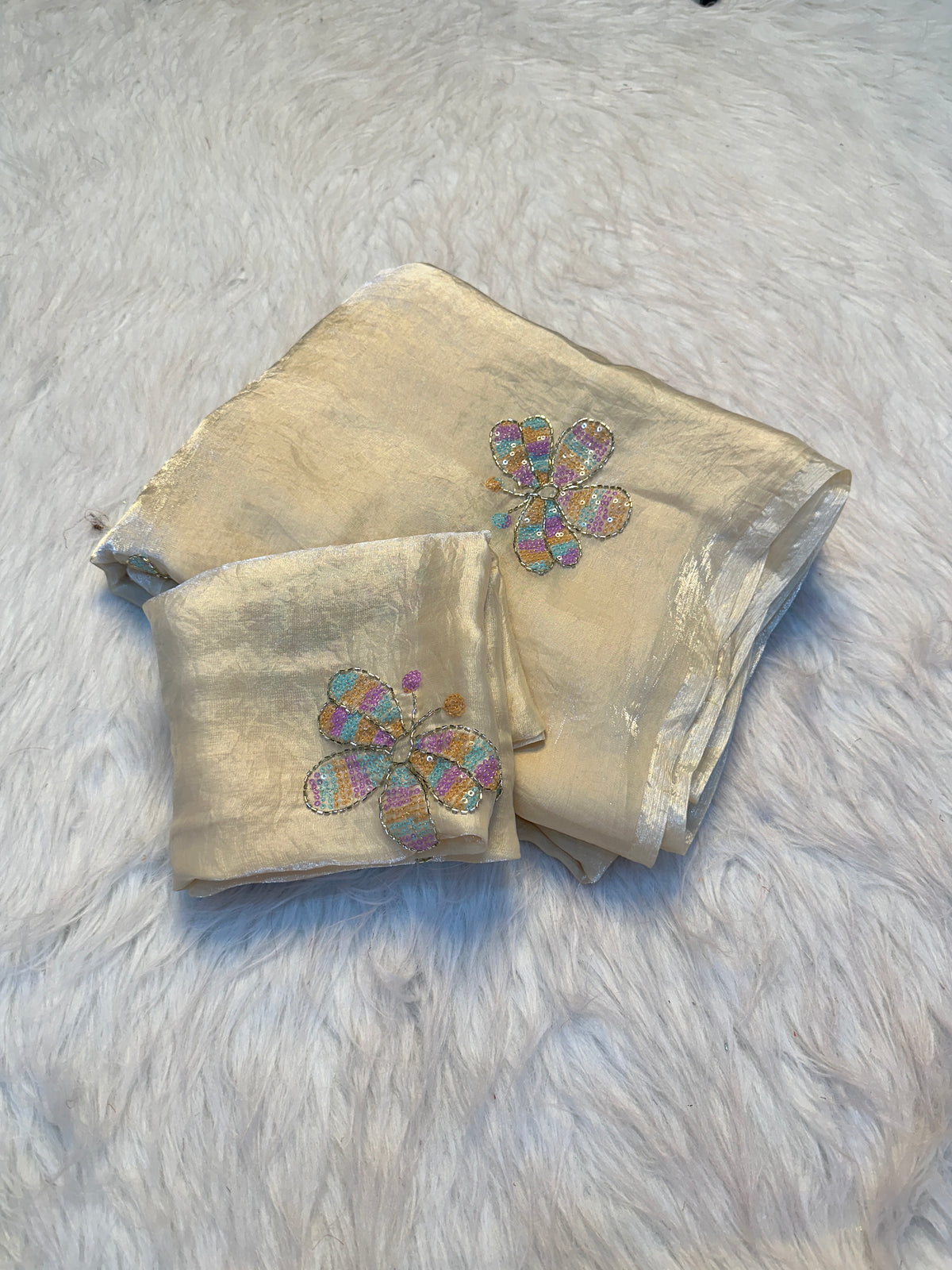 Adorning Function Wear Silk Embroidery n Sequence Work Fancy Saree With Blouse Piece