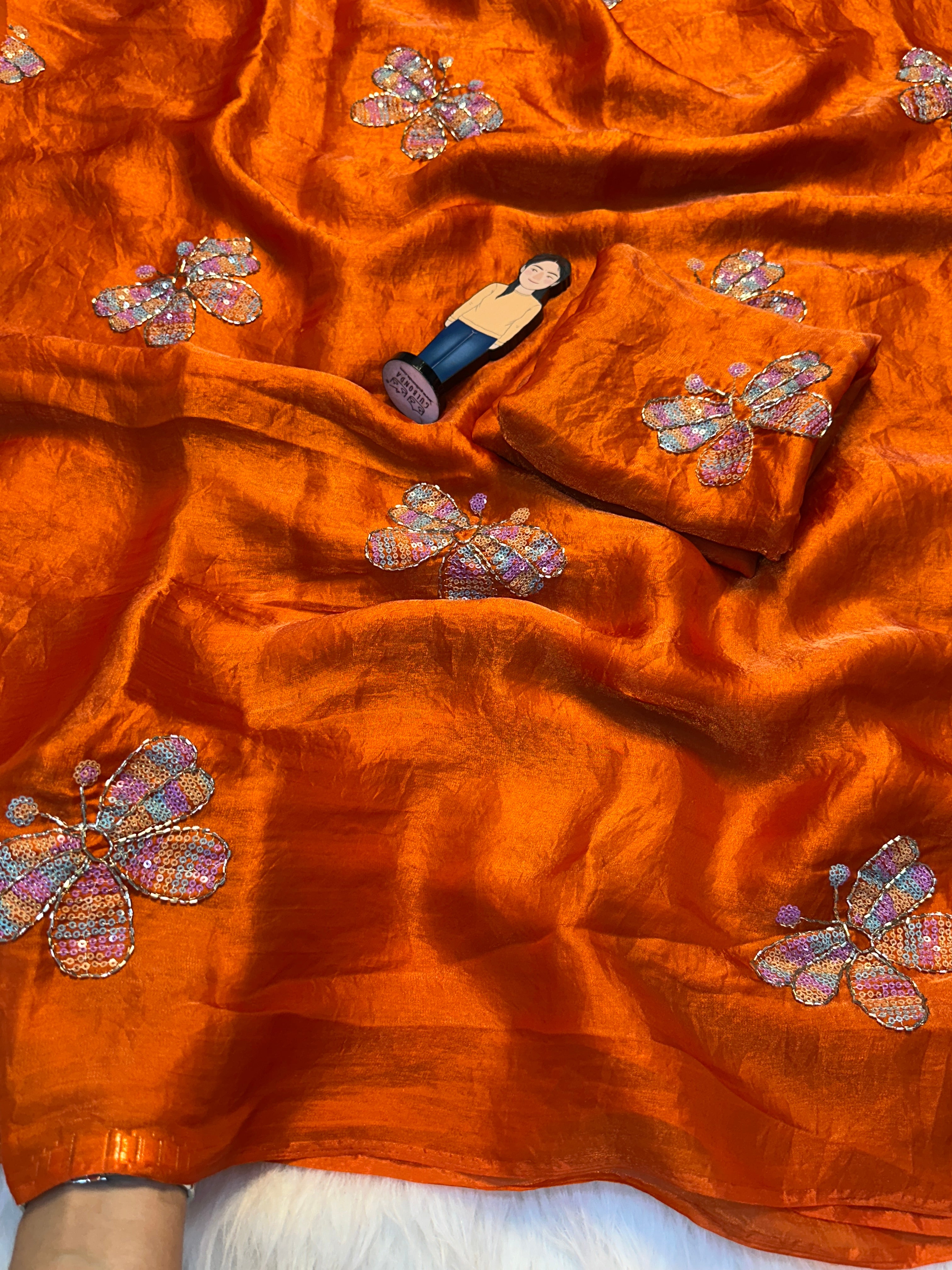 Adorning Function Wear Silk Embroidery n Sequence Work Fancy Saree With Blouse Piece
