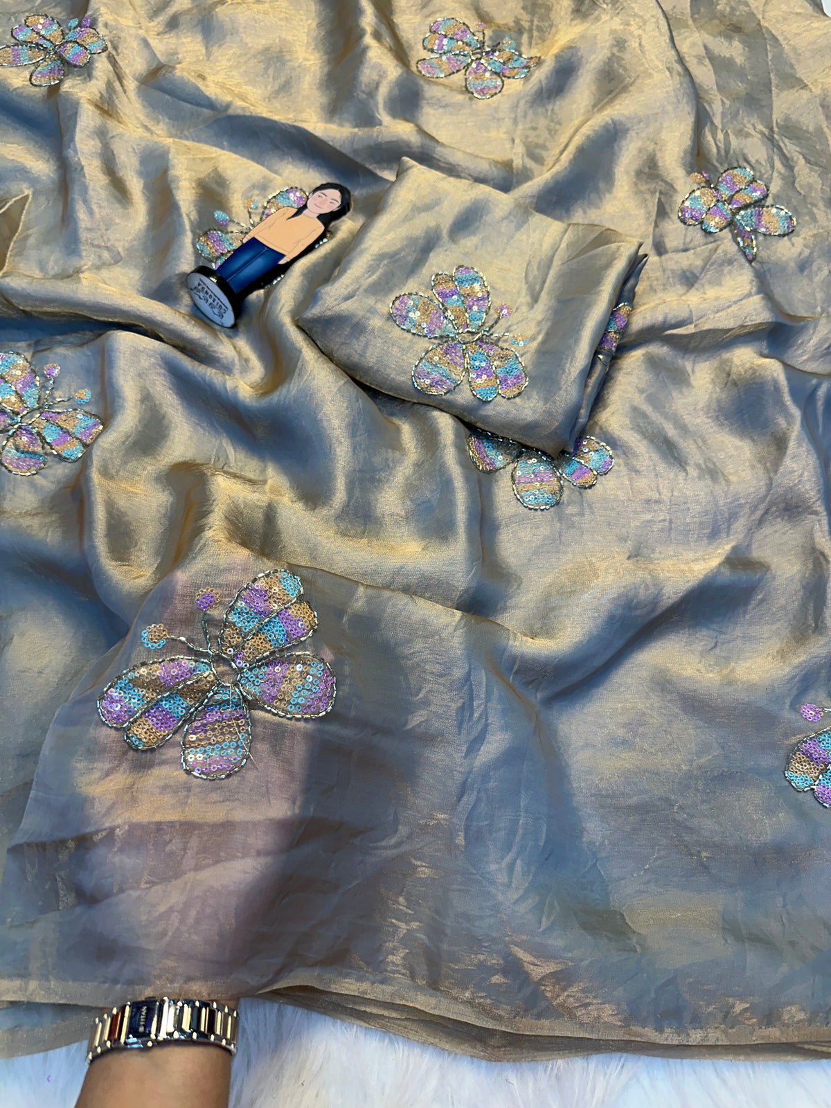 Adorning Function Wear Silk Embroidery n Sequence Work Fancy Saree With Blouse Piece