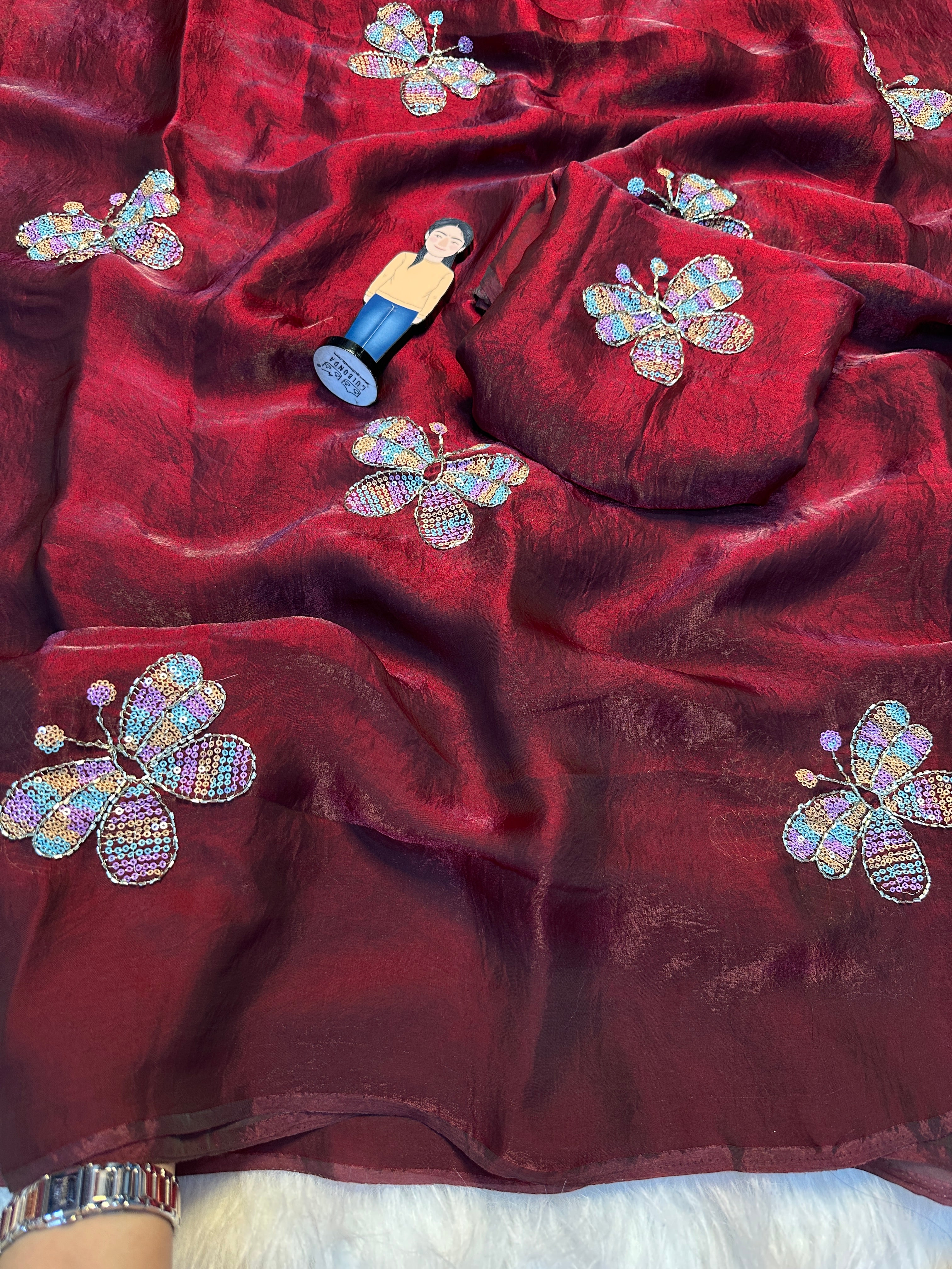 Adorning Function Wear Silk Embroidery n Sequence Work Fancy Saree With Blouse Piece