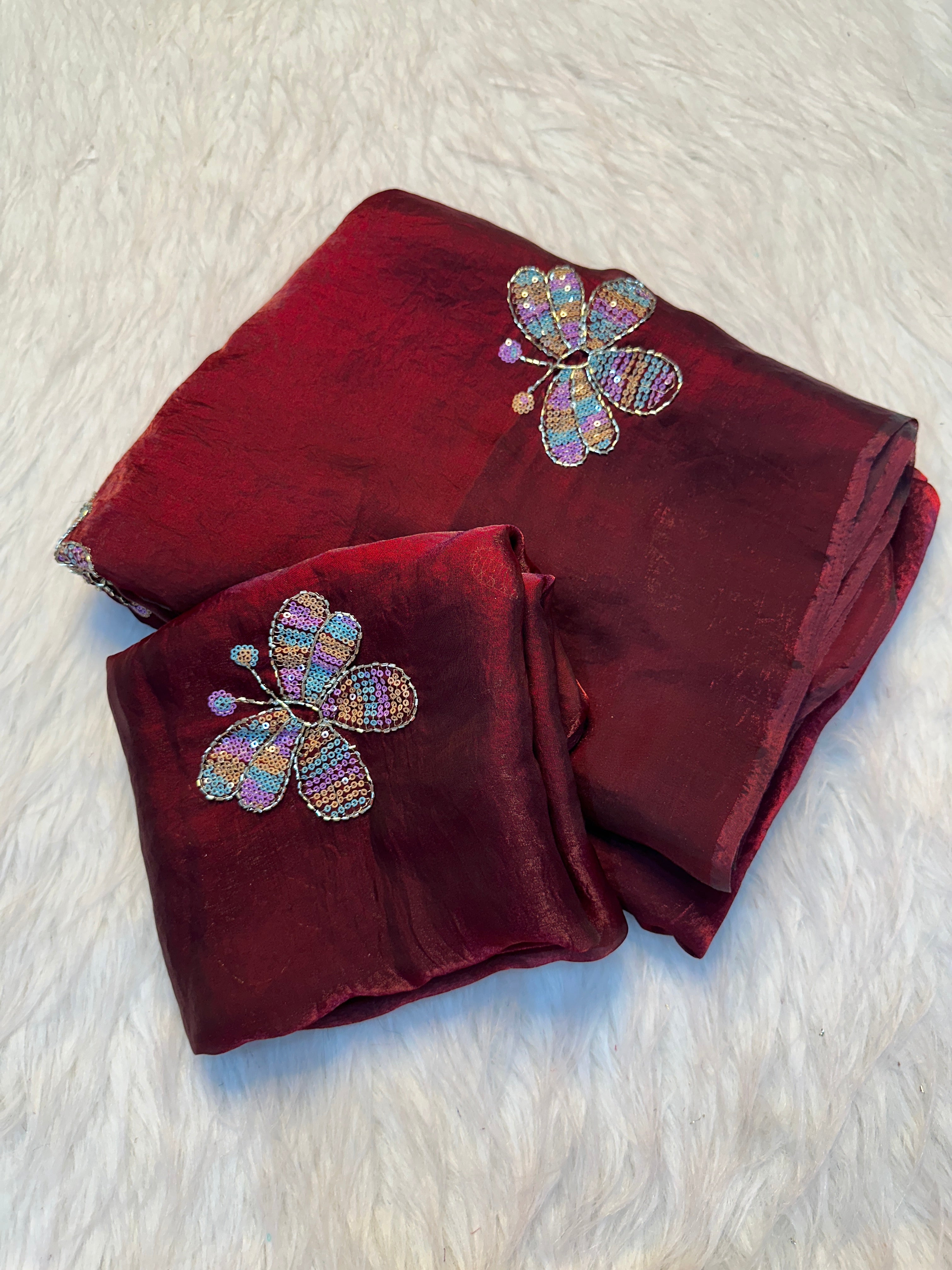 Adorning Function Wear Silk Embroidery n Sequence Work Fancy Saree With Blouse Piece
